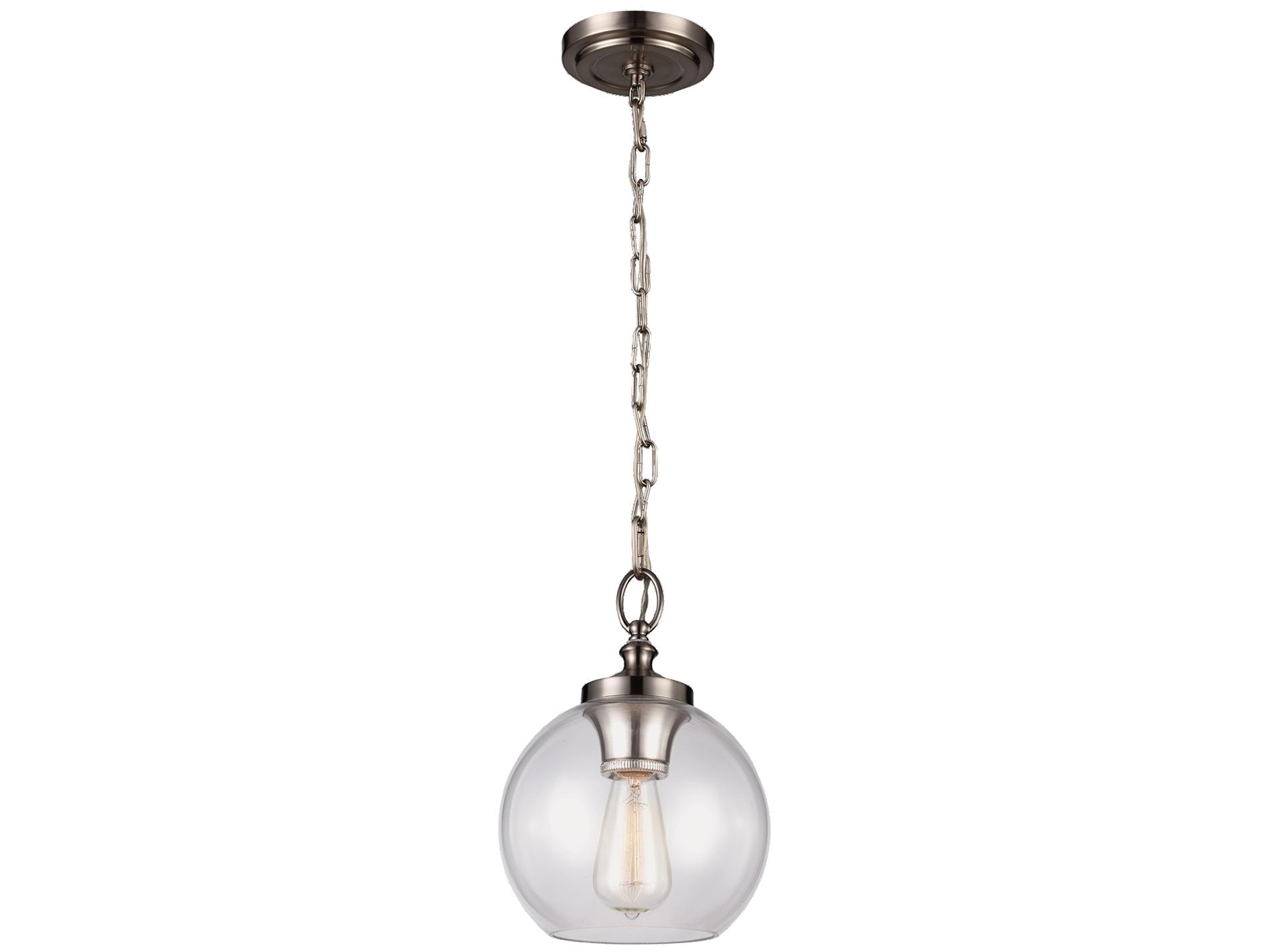 Visual Comfort Studio Tabby 1-Light Brushed Steel Globe Mini Pendant