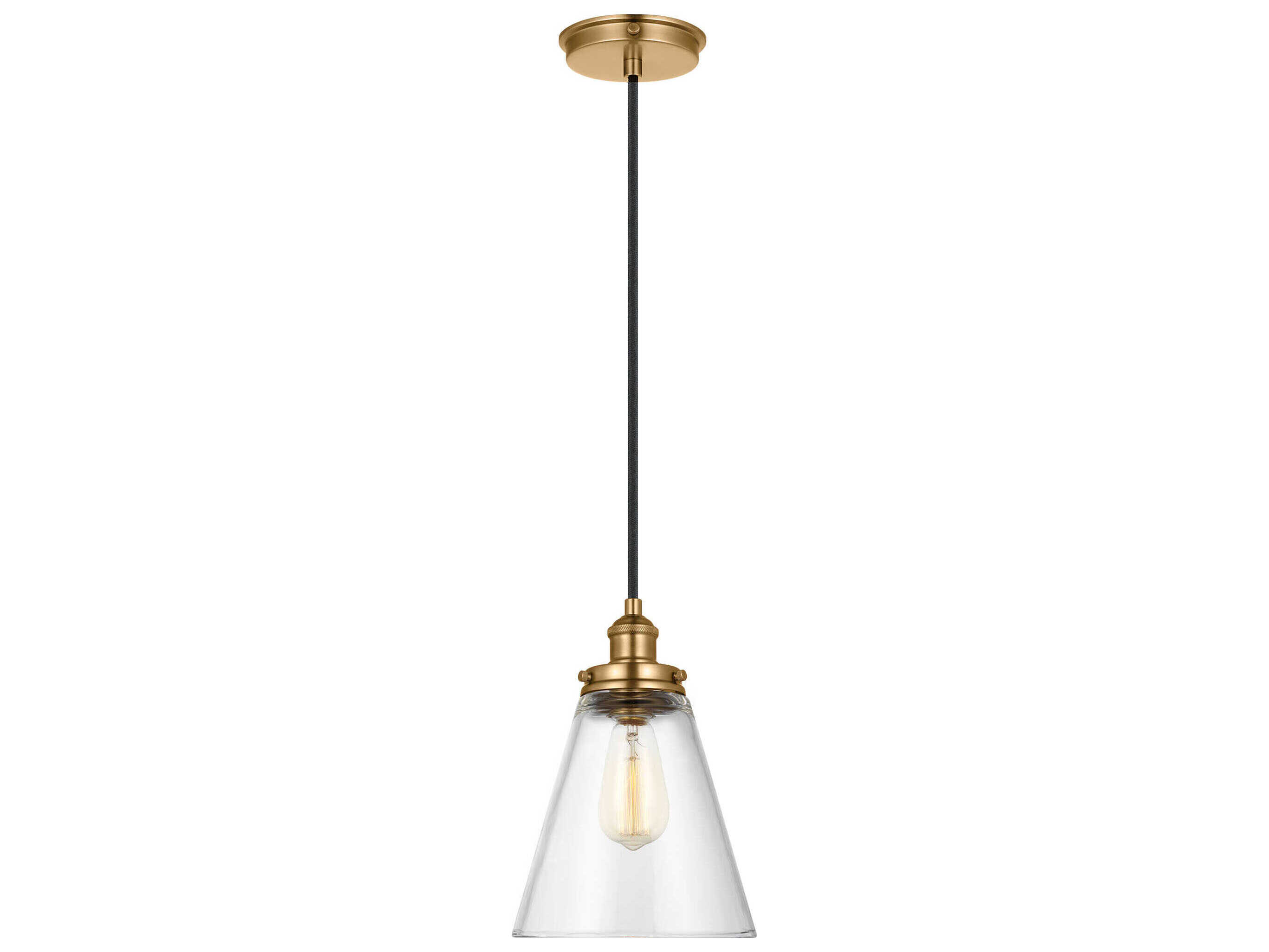 Visual Comfort Studio Baskin 1-Light Satin Brass Mini Pendant