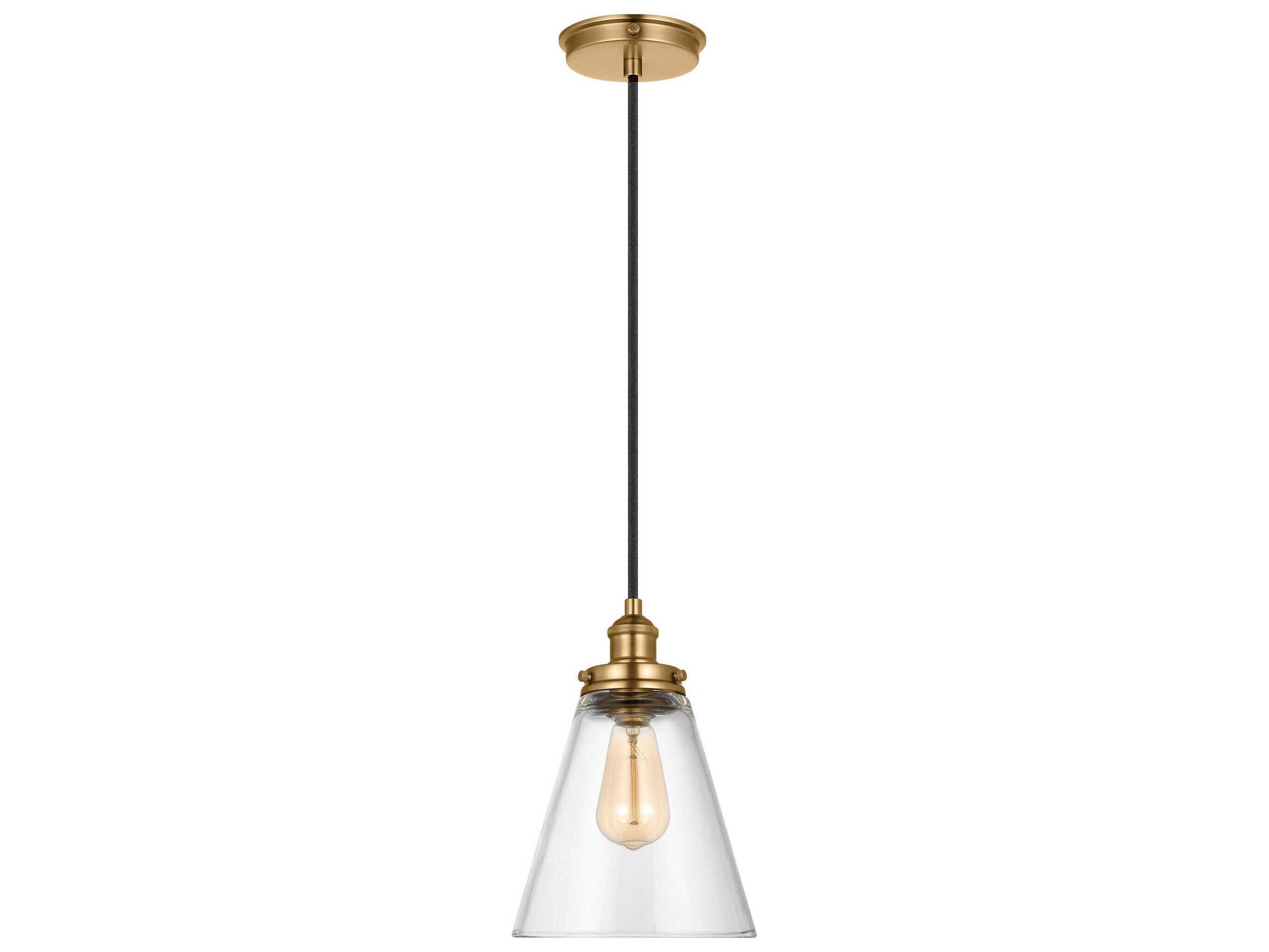 Visual Comfort Studio Baskin 1-Light Satin Brass Mini Pendant