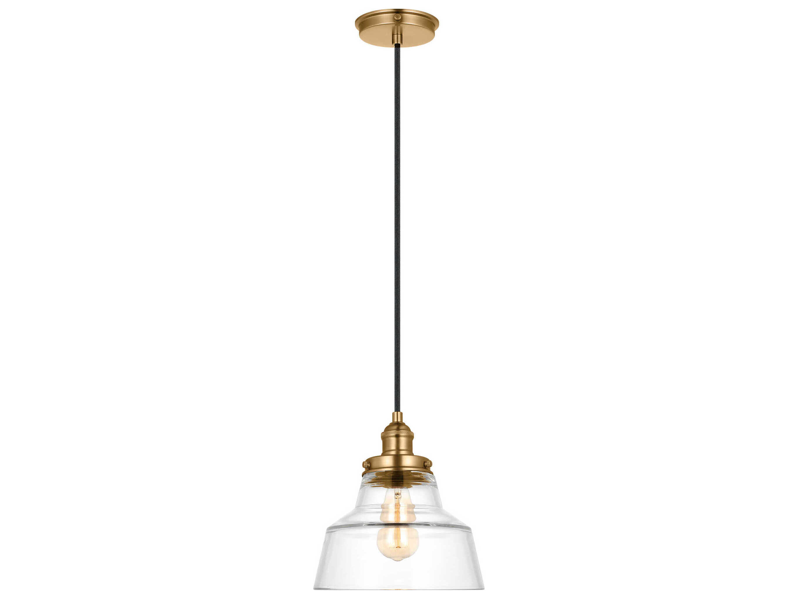 Visual Comfort Studio Baskin 1-Light Satin Brass Mini Pendant