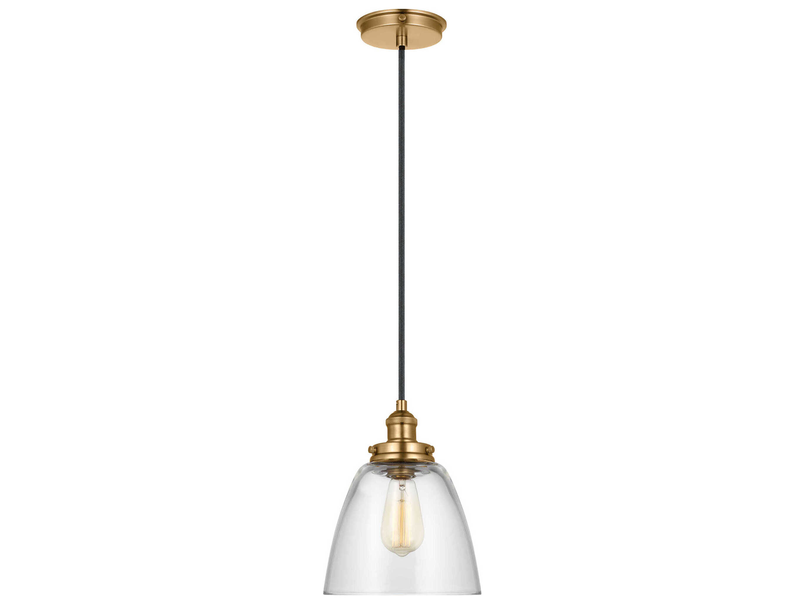 Visual Comfort Studio Baskin 1-Light Satin Brass Mini Pendant