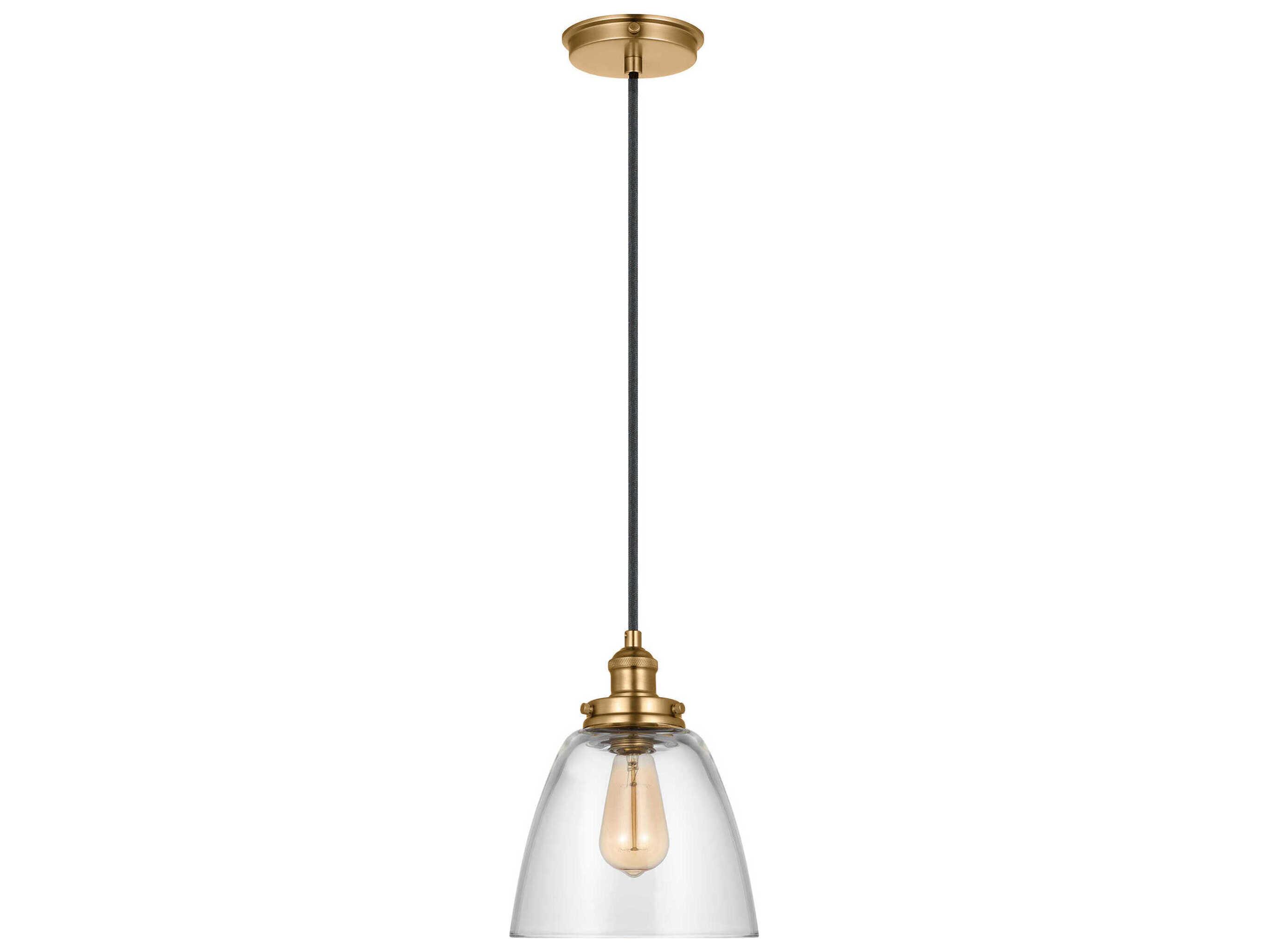 Visual Comfort Studio Baskin 1-Light Satin Brass Mini Pendant