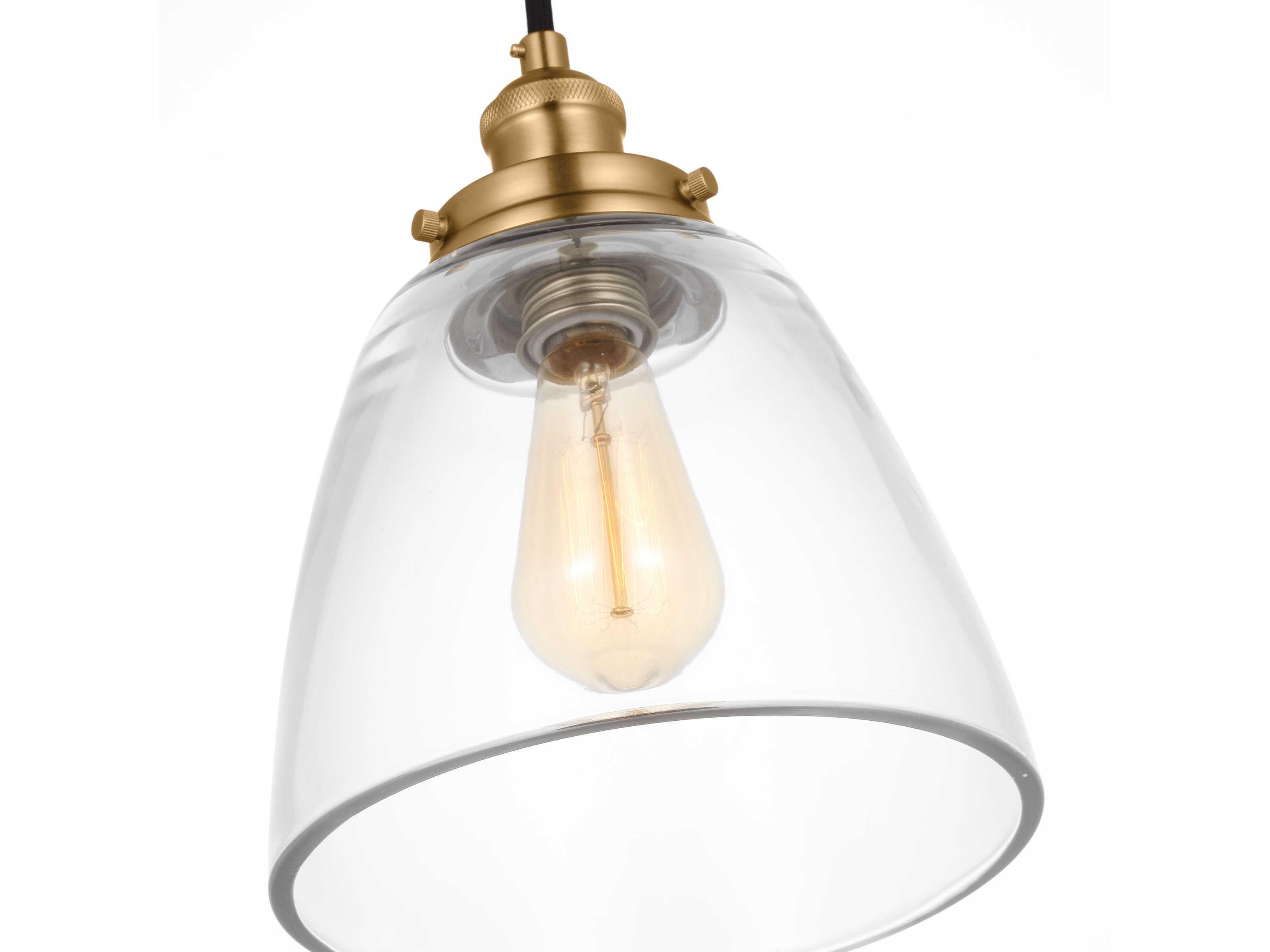 Visual Comfort Studio Baskin 1-Light Satin Brass Mini Pendant