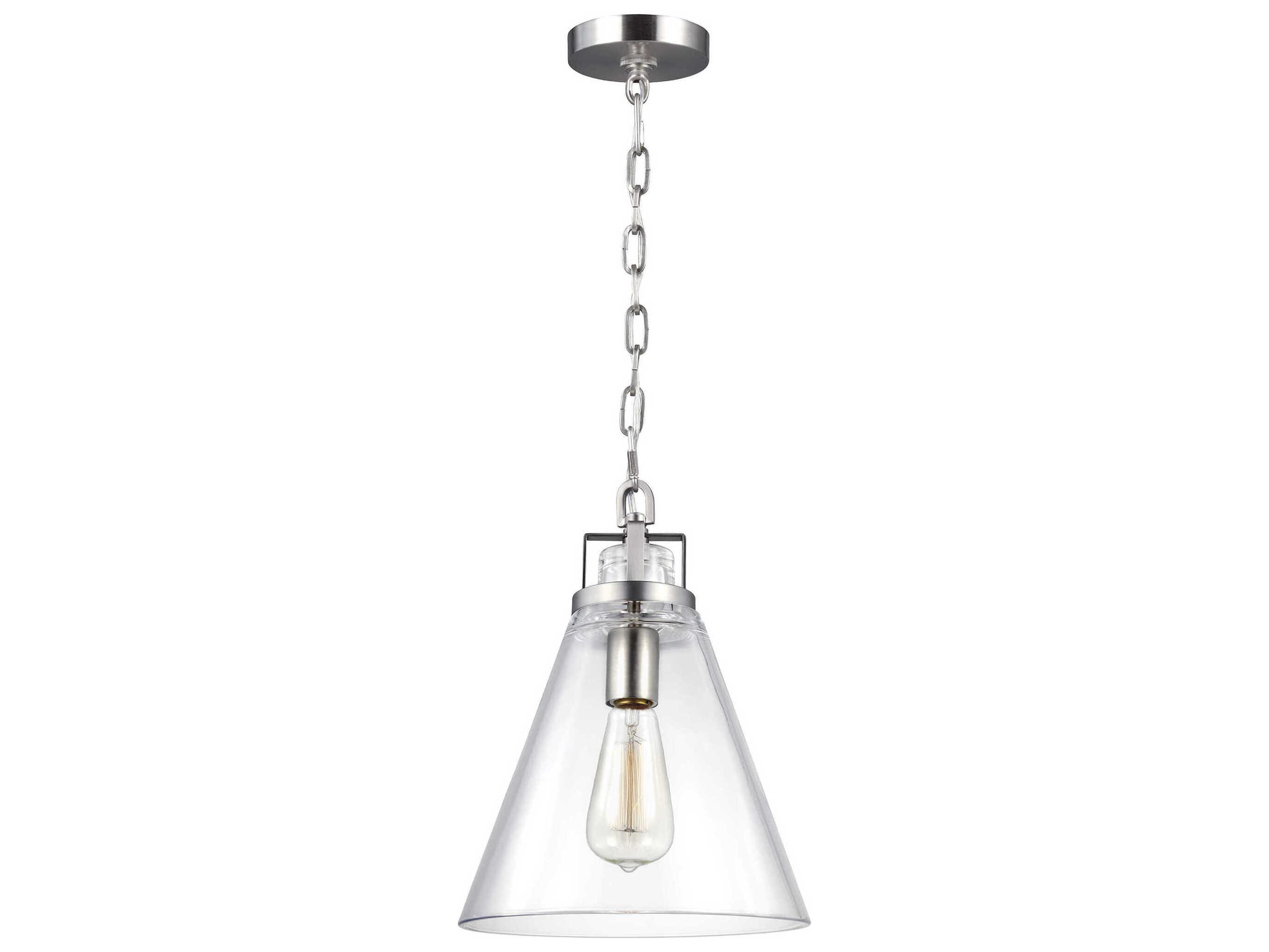 Visual Comfort Studio Frontage 1-Light Satin Nickel Mini Pendant