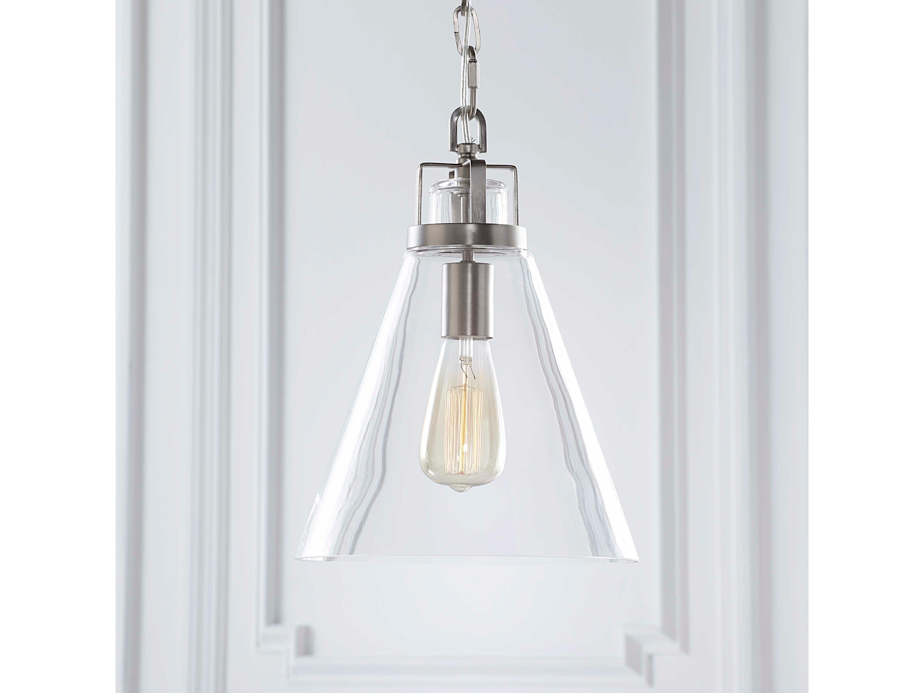 Visual Comfort Studio Frontage 1-Light Satin Nickel Mini Pendant