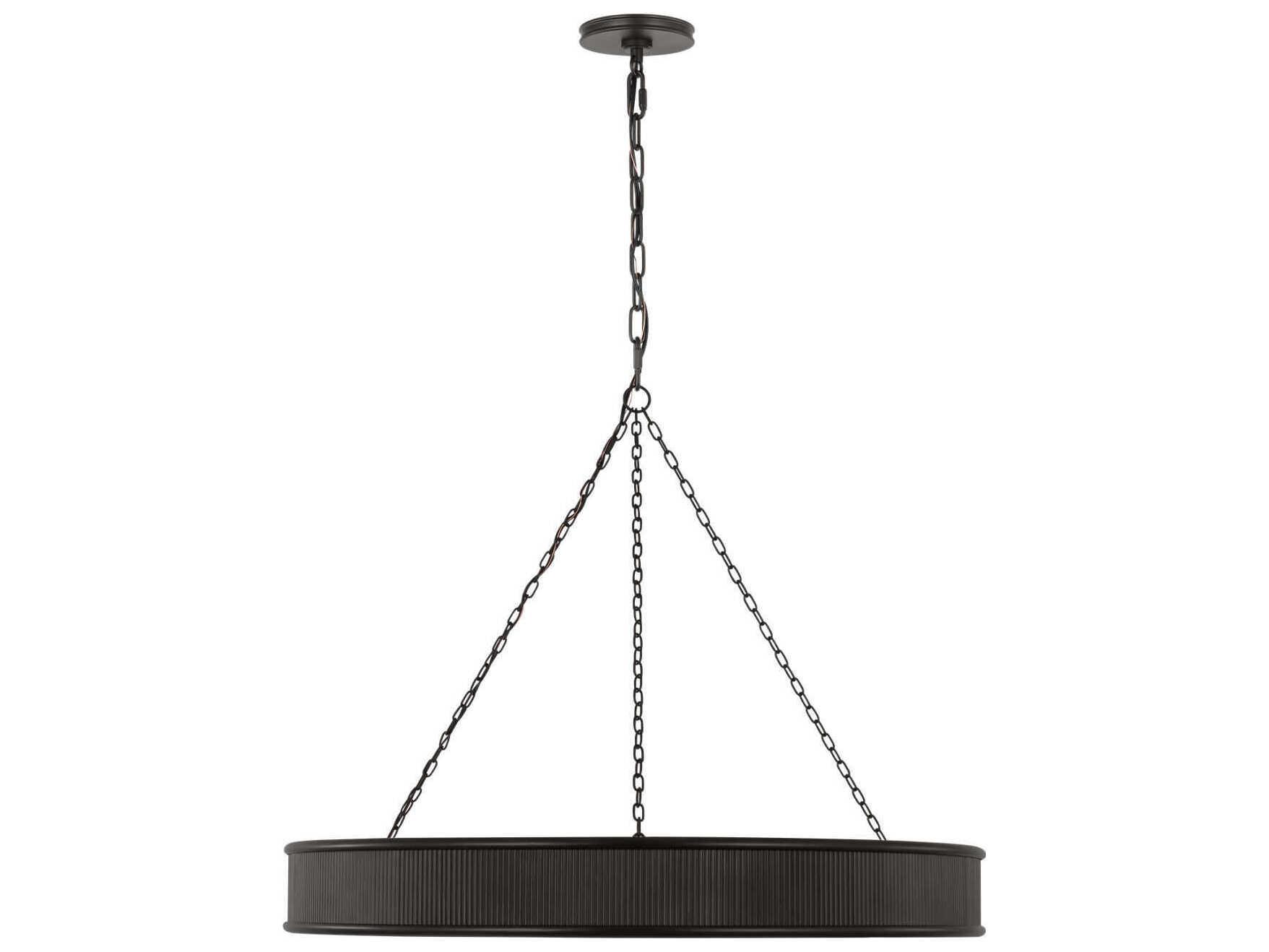 Visual Comfort Studio Ritz 10-Light Aged Iron Black Round Pendant