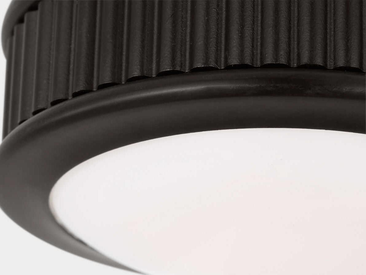 Visual Comfort Studio Ritz Aged Iron Black Round Flush Mount