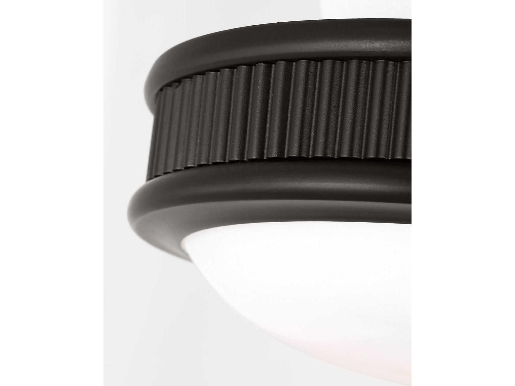 Visual Comfort Studio Ritz Aged Iron Black Round Flush Mount