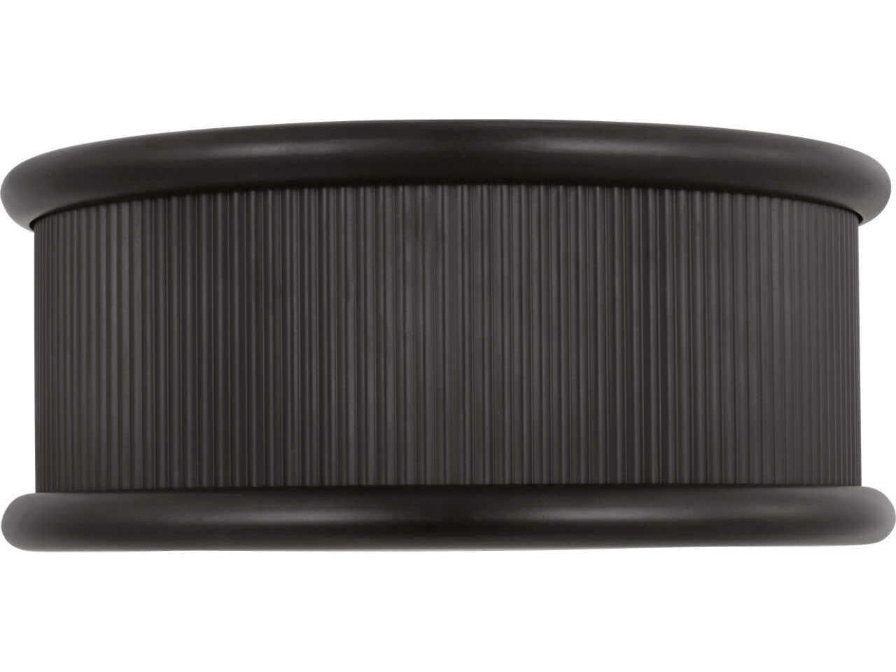 Visual Comfort Studio Ritz 3-Light Aged Iron Black Round Flush Mount