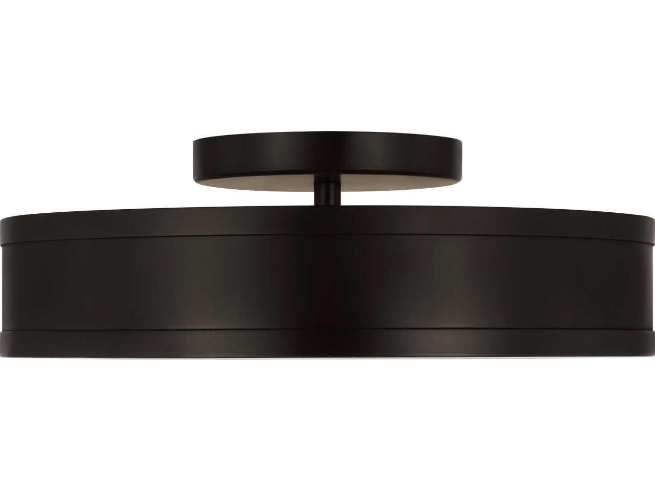 Visual Comfort Studio Dupont Aged Iron Black Round Semi Flush Mount