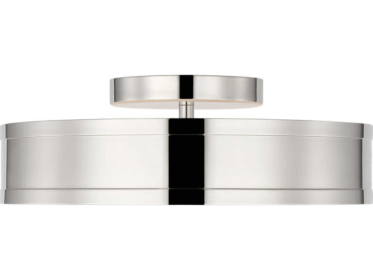 Visual Comfort Studio Dupont Polished Nickel Silver Round Semi Flush Mount