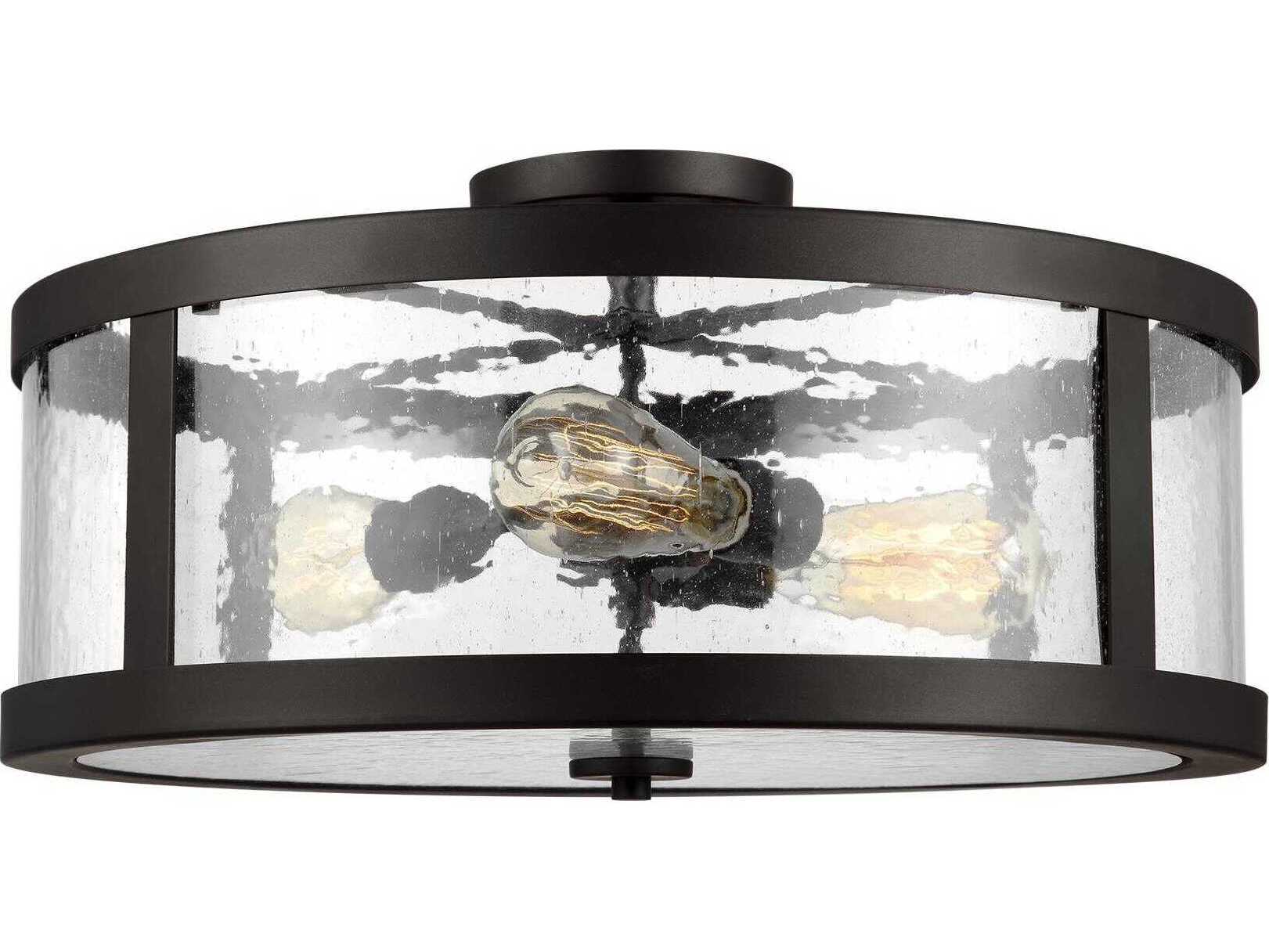 Visual Comfort Studio Harrow 3-Light Oil Rubbed Bronze Drum Semi Flush Mount