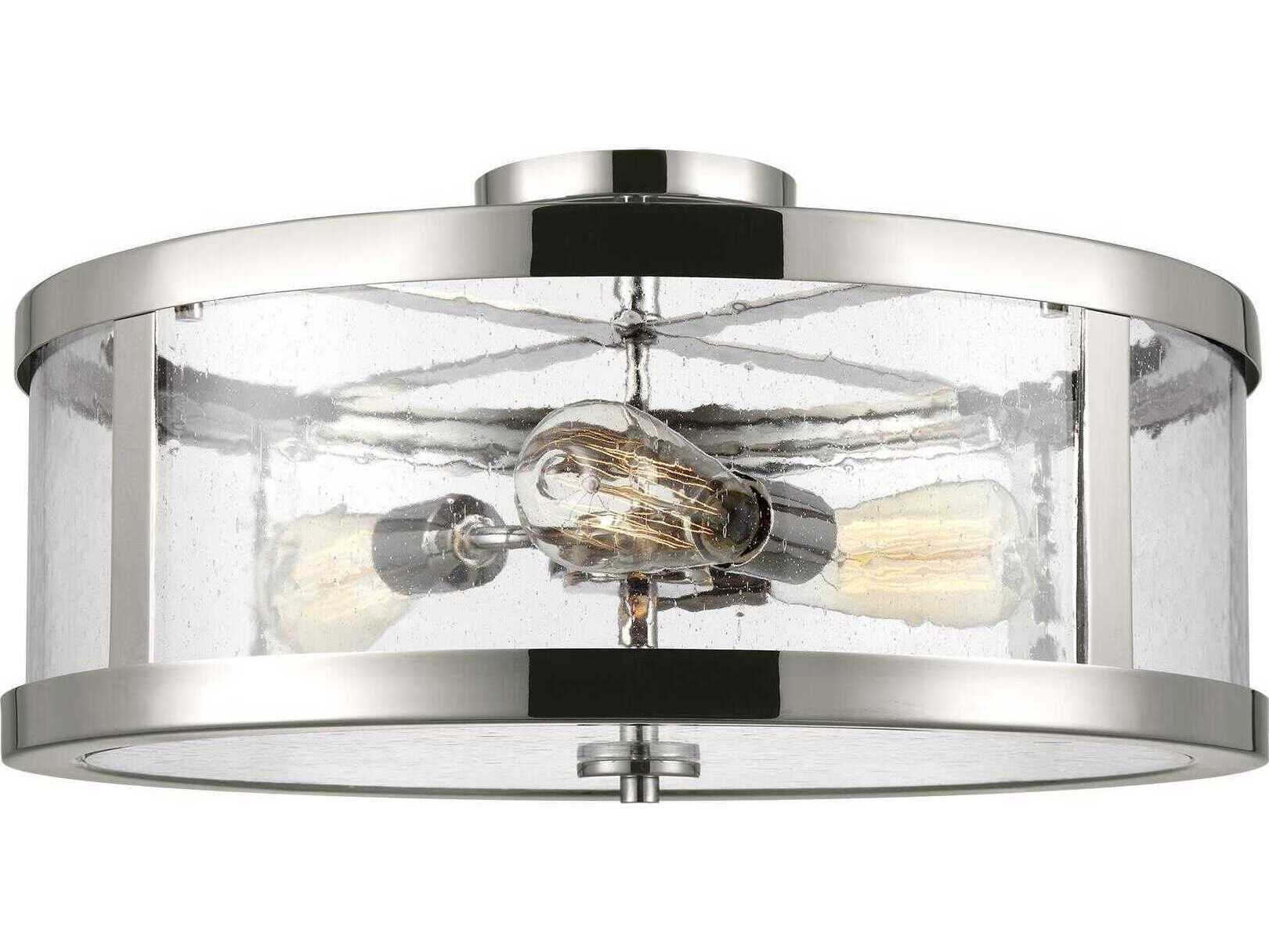 Visual Comfort Studio Harrow 3-Light Polished Nickel Drum Semi Flush Mount