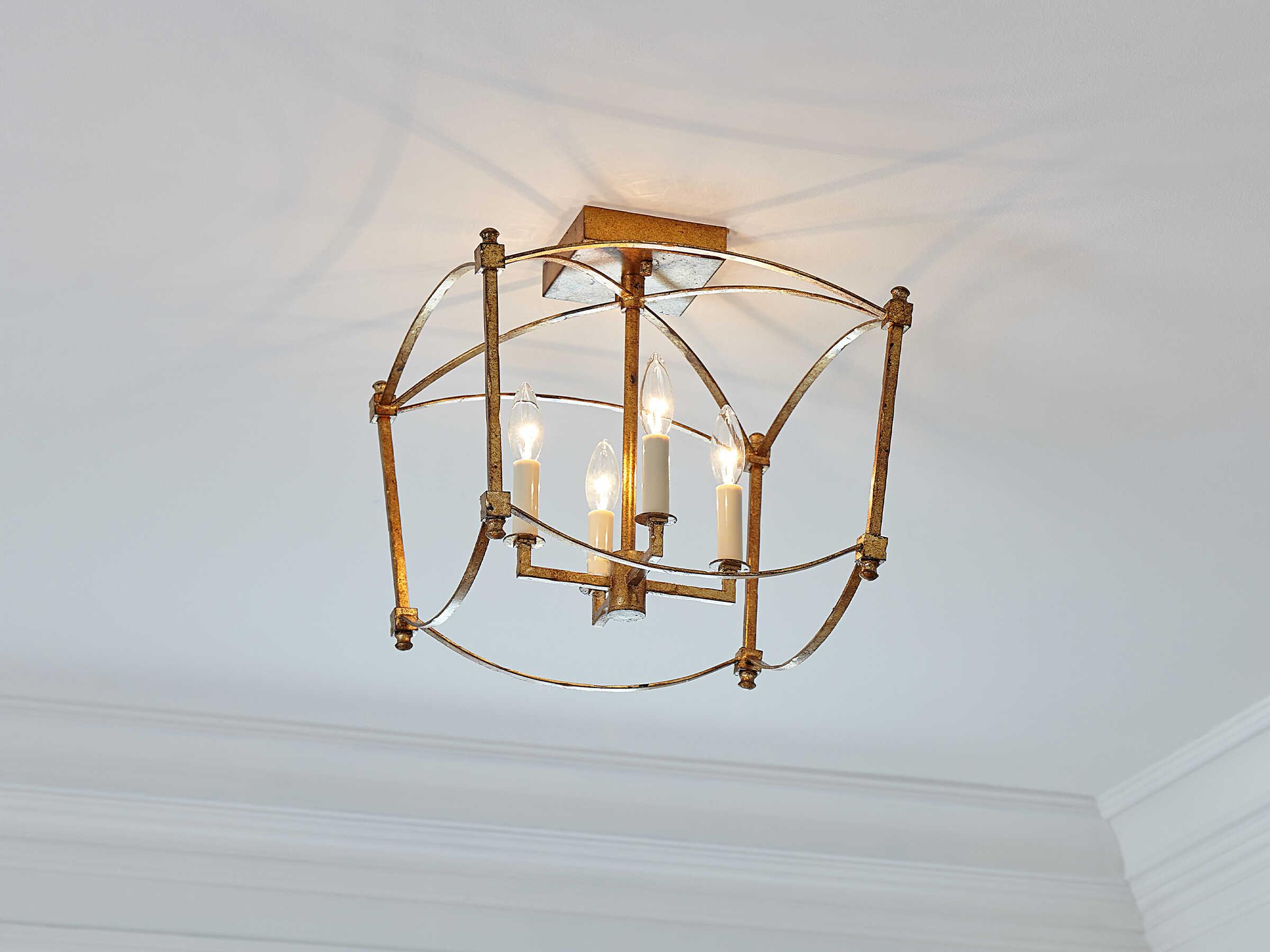 Visual Comfort Studio Thayer 4-Light Antique Gild Gold Semi Flush Mount