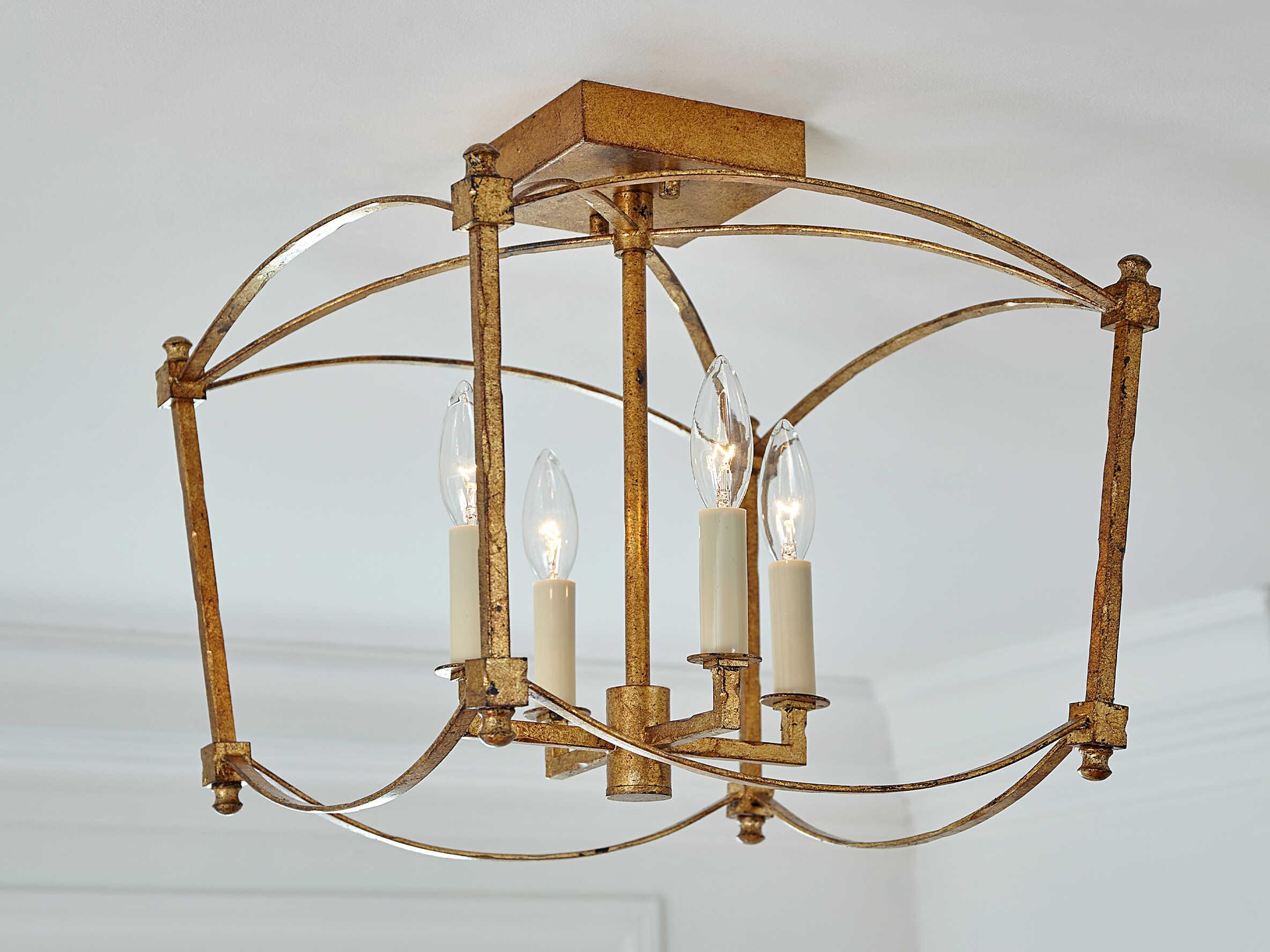 Visual Comfort Studio Thayer 4-Light Antique Gild Gold Semi Flush Mount