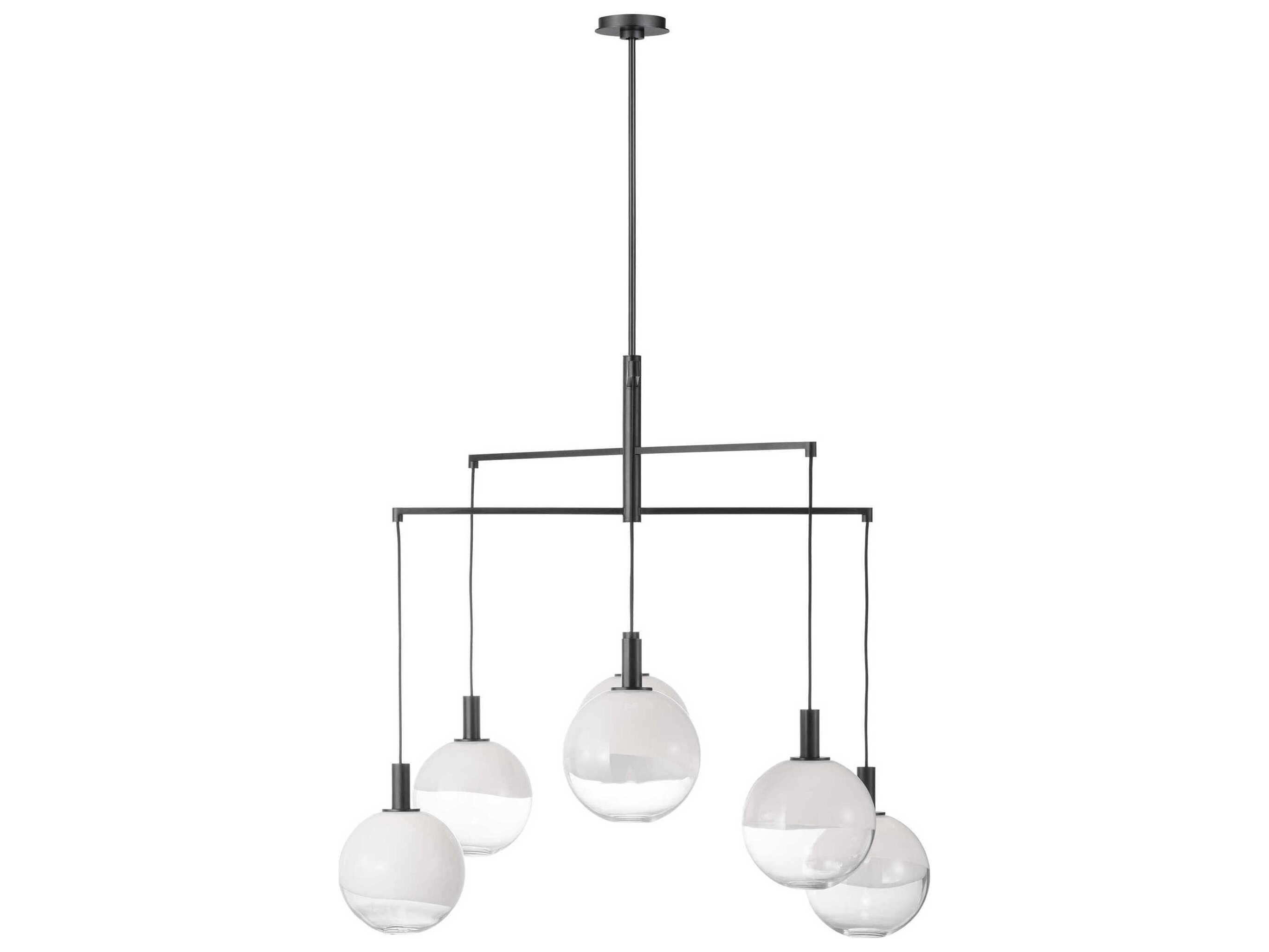 Visual Comfort Studio Torian 6-Light Aged Iron Black Globe Chandelier