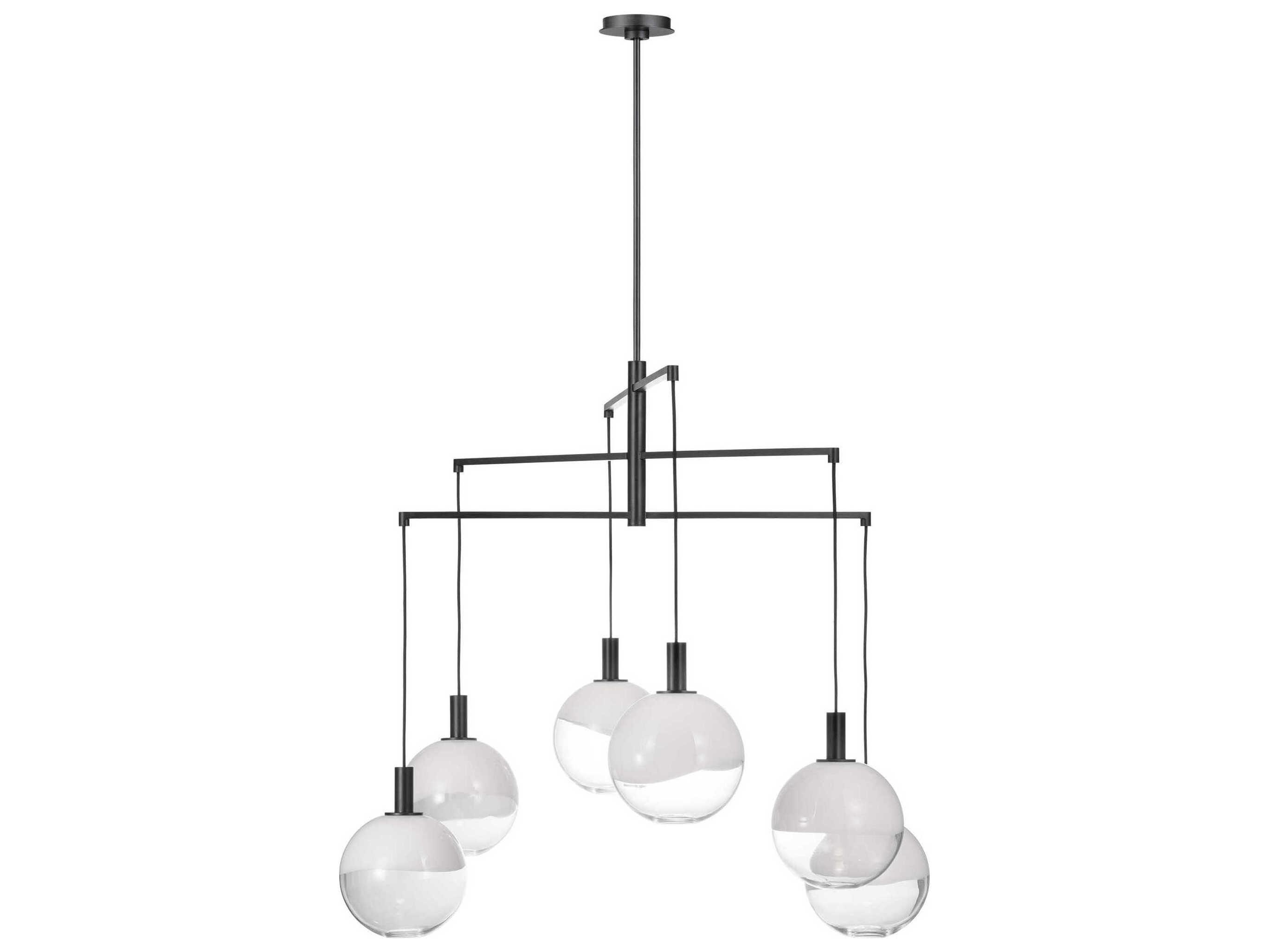 Visual Comfort Studio Torian 6-Light Aged Iron Black Globe Chandelier
