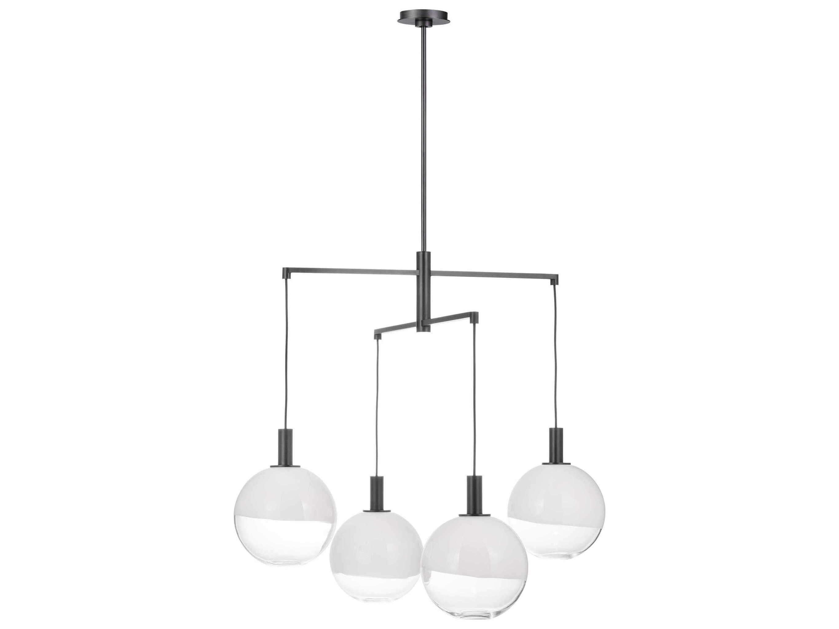 Visual Comfort Studio Torian 4-Light Aged Iron Black Globe Chandelier