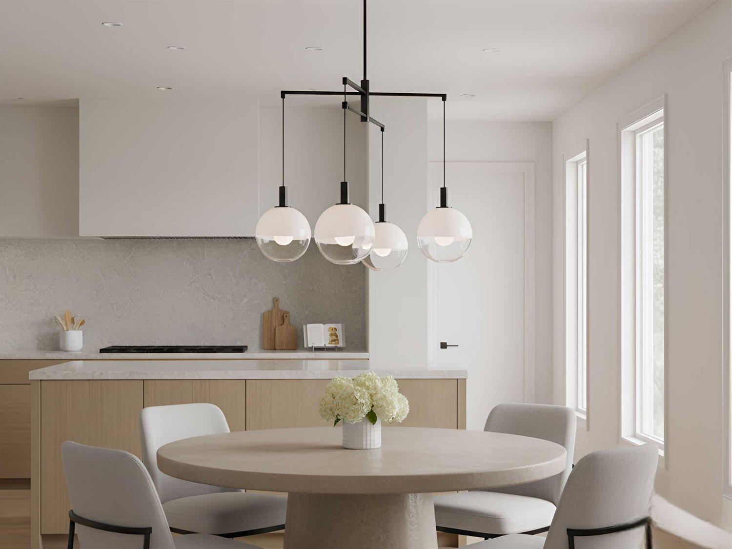 Visual Comfort Studio Torian 4-Light Aged Iron Black Globe Chandelier