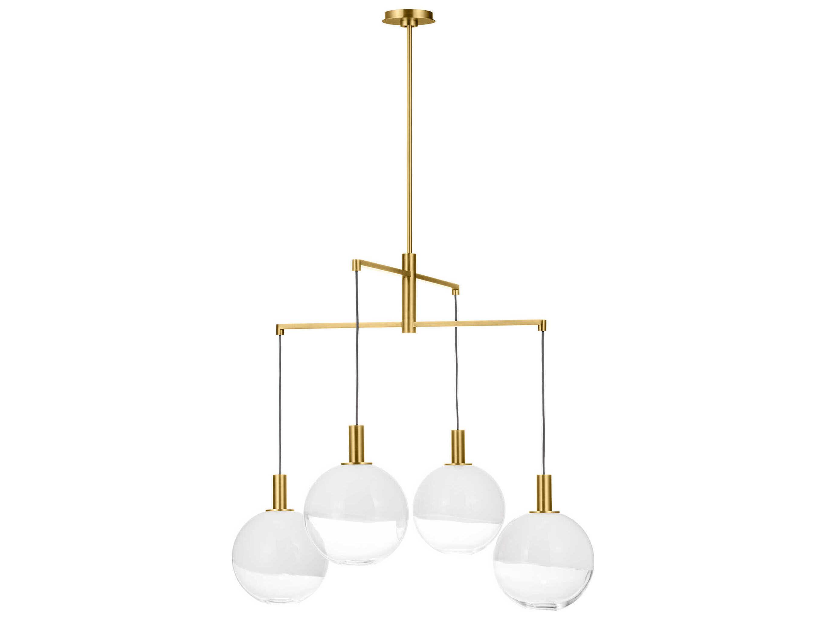 Visual Comfort Studio Torian 4-Light Burnished Brass Globe Chandelier