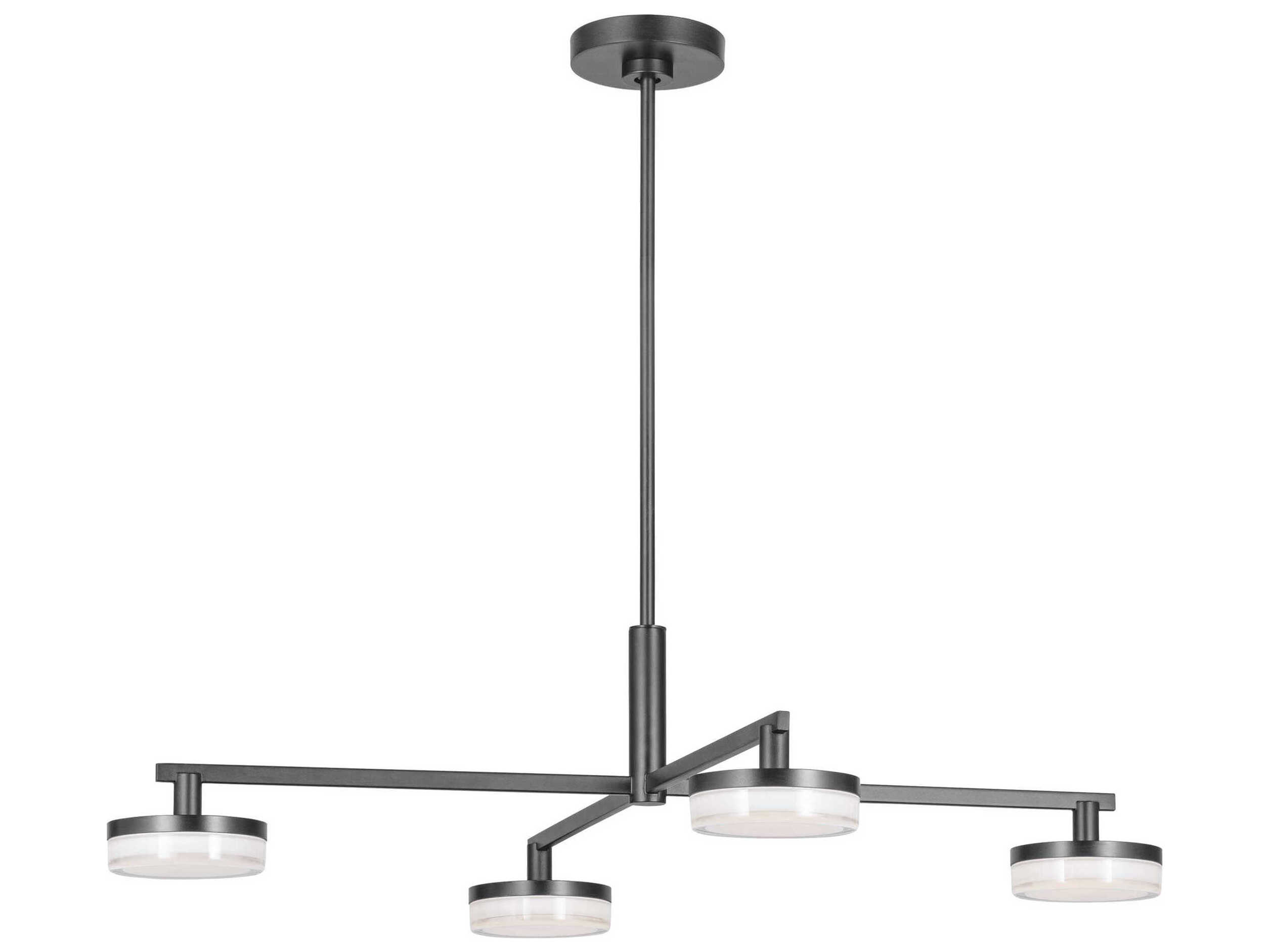Visual Comfort Studio Khan 4-Light Aged Iron Black Linear Chandelier