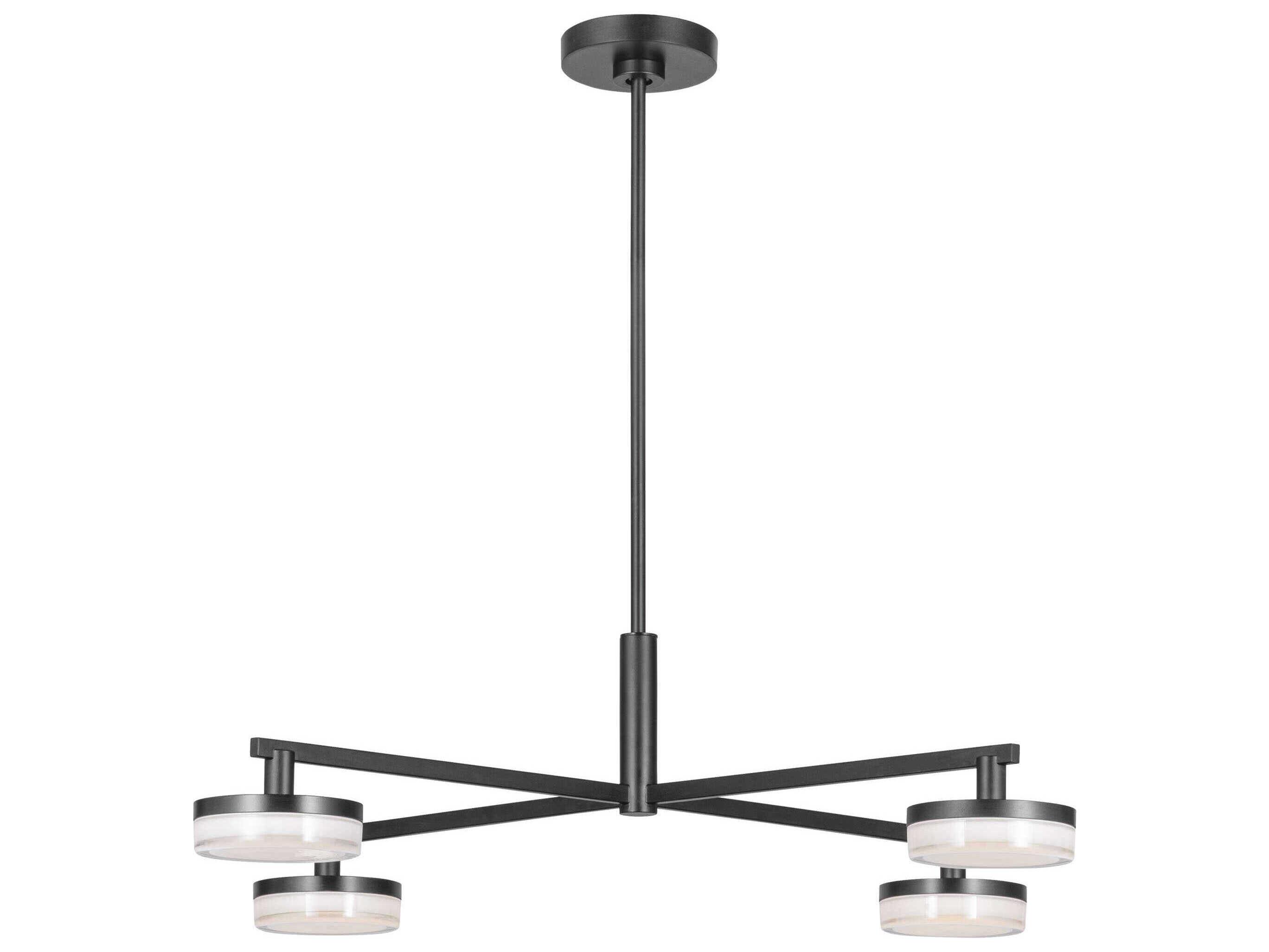 Visual Comfort Studio Khan 4-Light Aged Iron Black Linear Chandelier