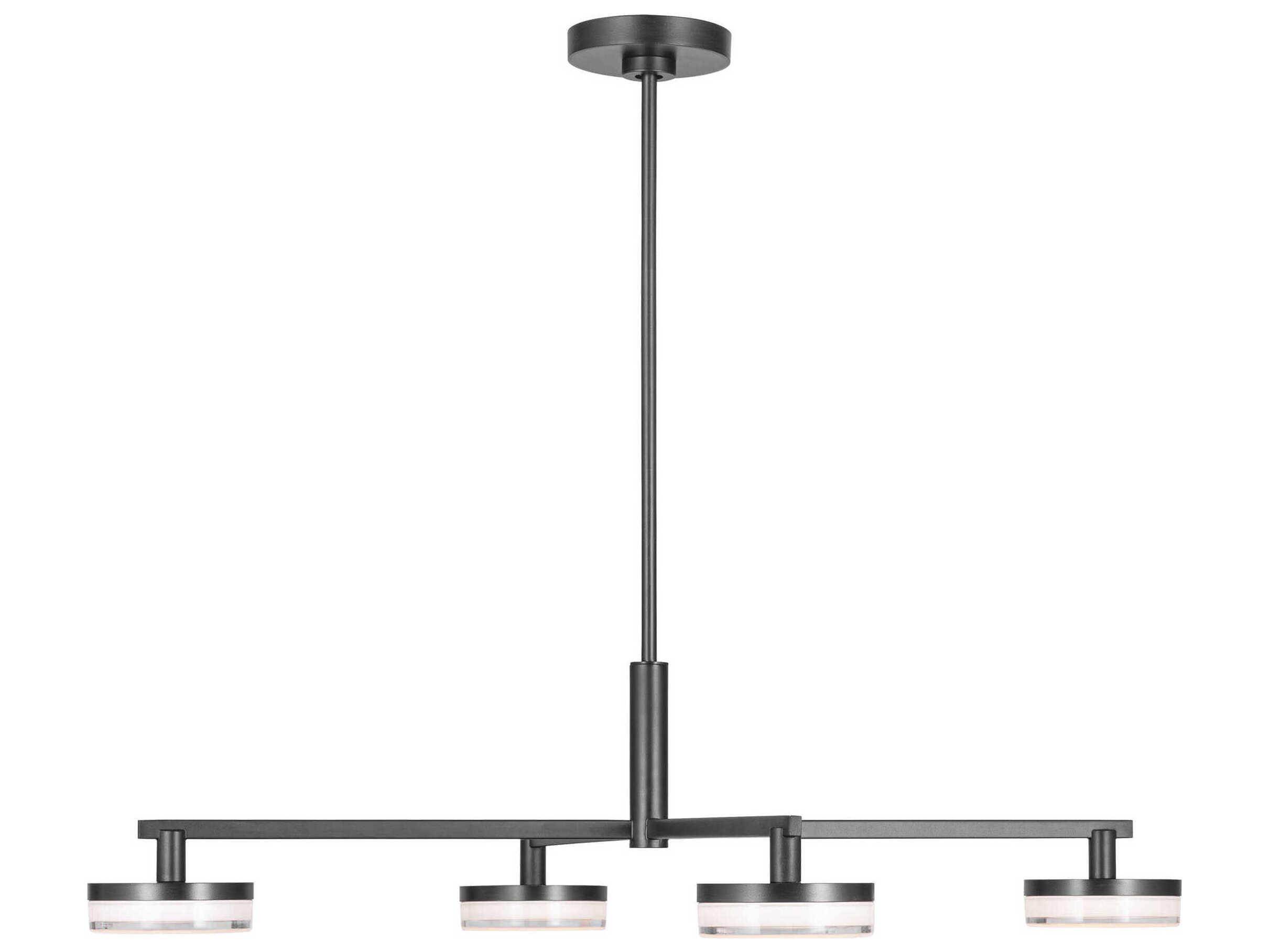 Visual Comfort Studio Khan 4-Light Aged Iron Black Linear Chandelier