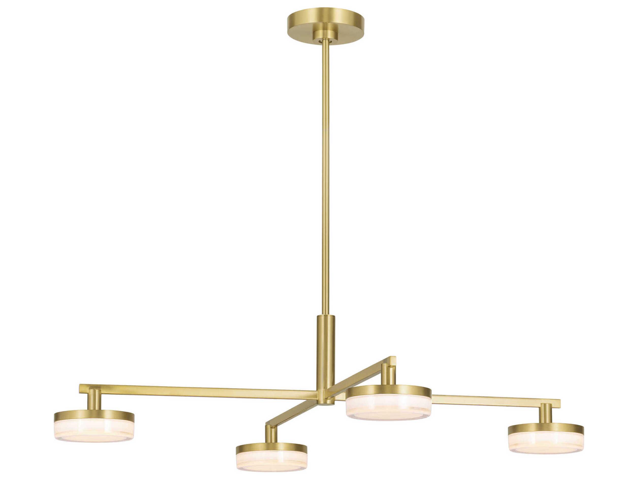 Visual Comfort Studio Khan 4-Light Burnished Brass Linear Chandelier