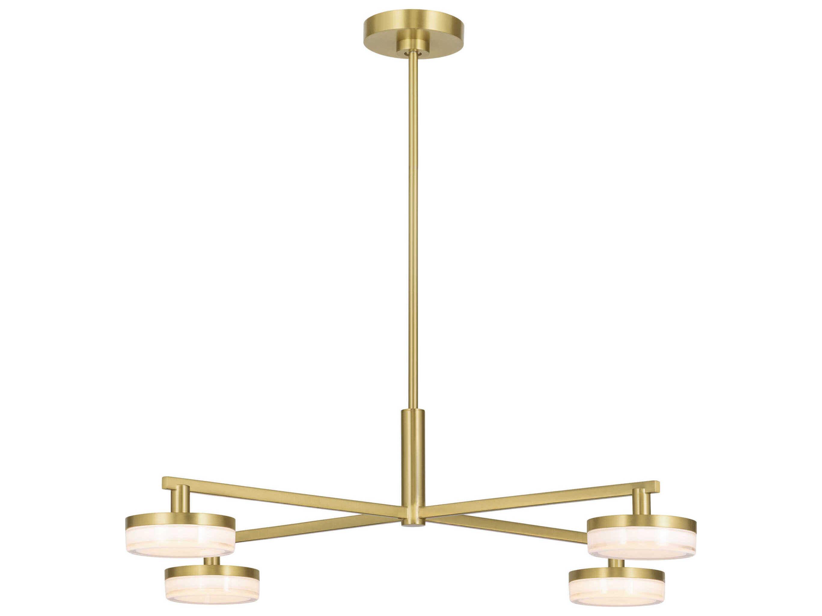 Visual Comfort Studio Khan 4-Light Burnished Brass Linear Chandelier