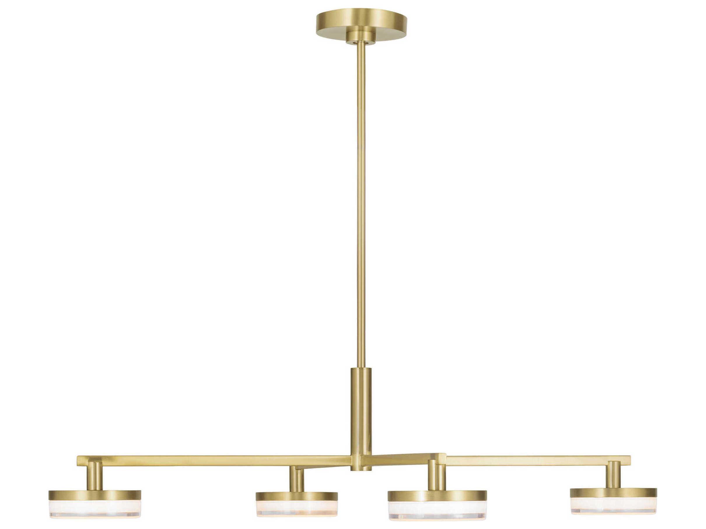 Visual Comfort Studio Khan 4-Light Burnished Brass Linear Chandelier