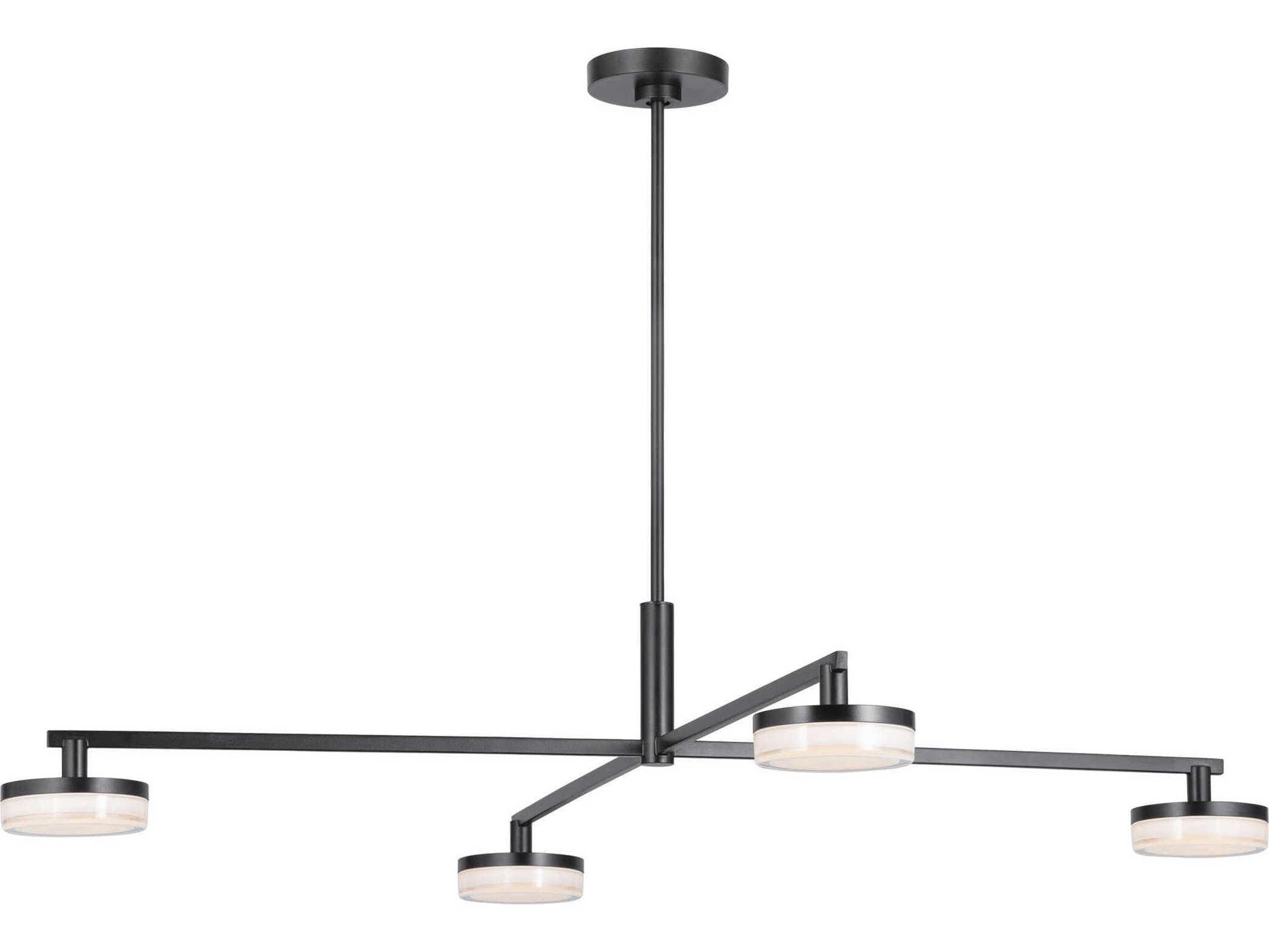 Visual Comfort Studio Khan 4-Light Aged Iron Black Linear Chandelier