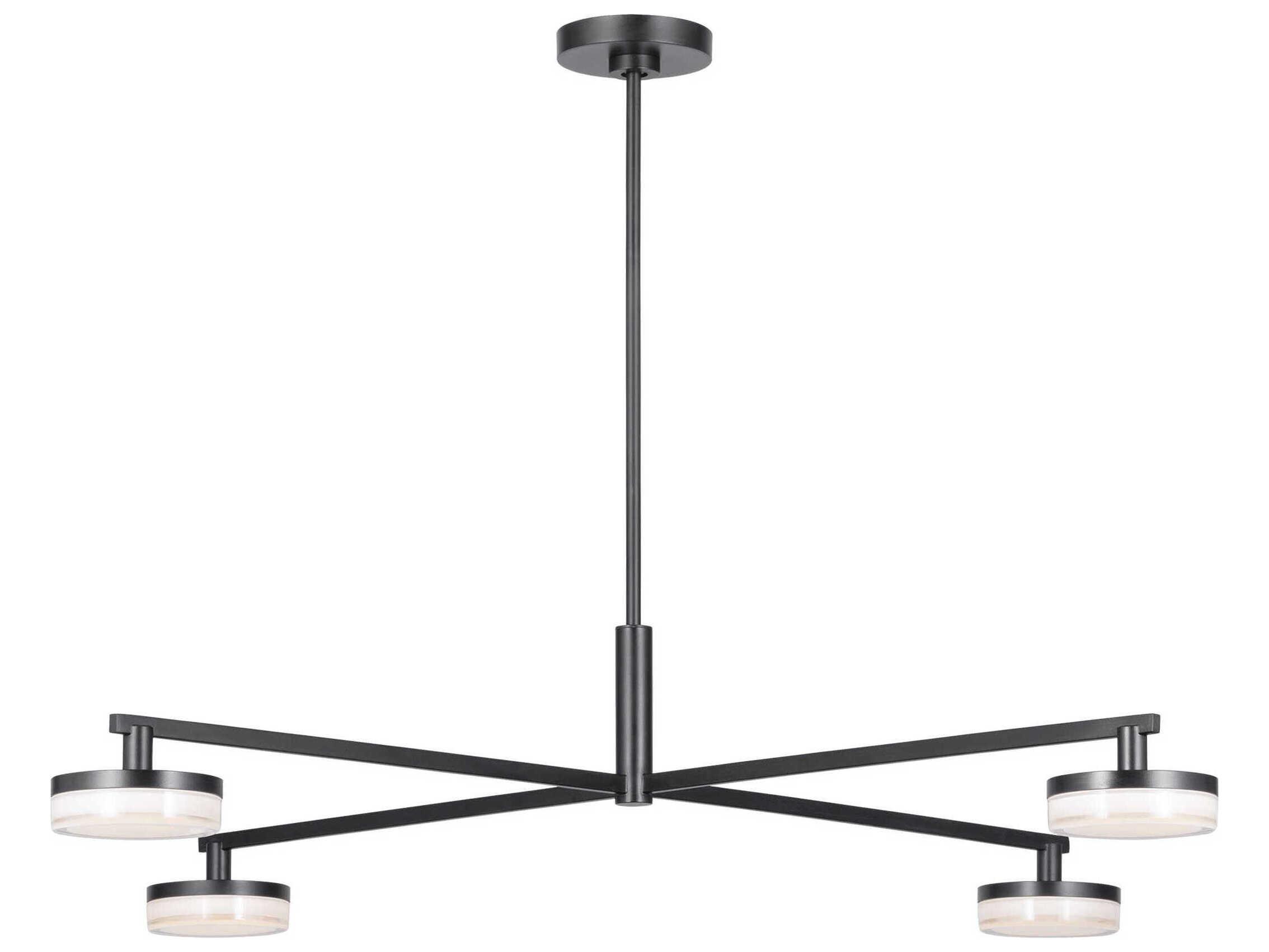 Visual Comfort Studio Khan 4-Light Aged Iron Black Linear Chandelier