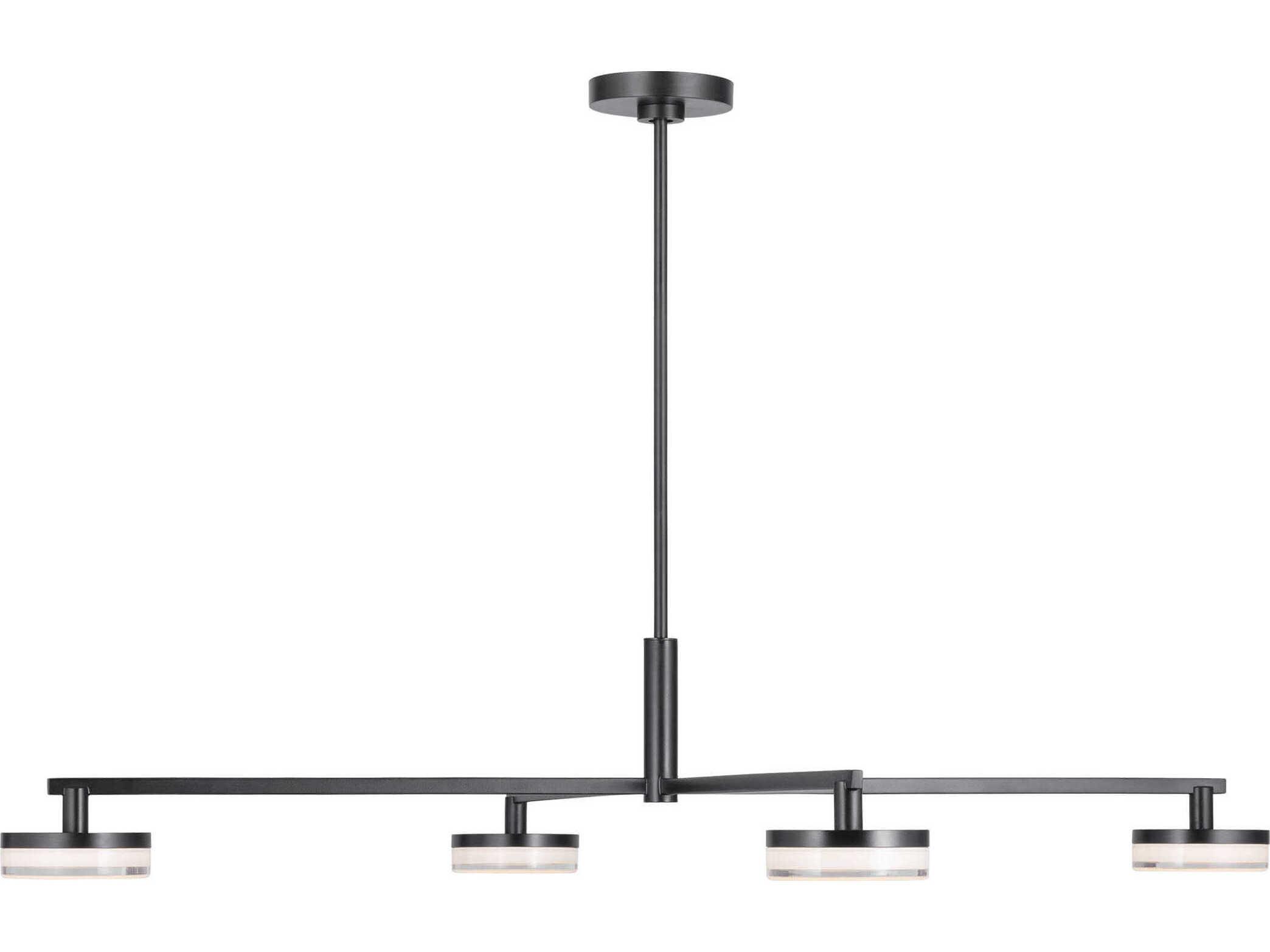 Visual Comfort Studio Khan 4-Light Aged Iron Black Linear Chandelier