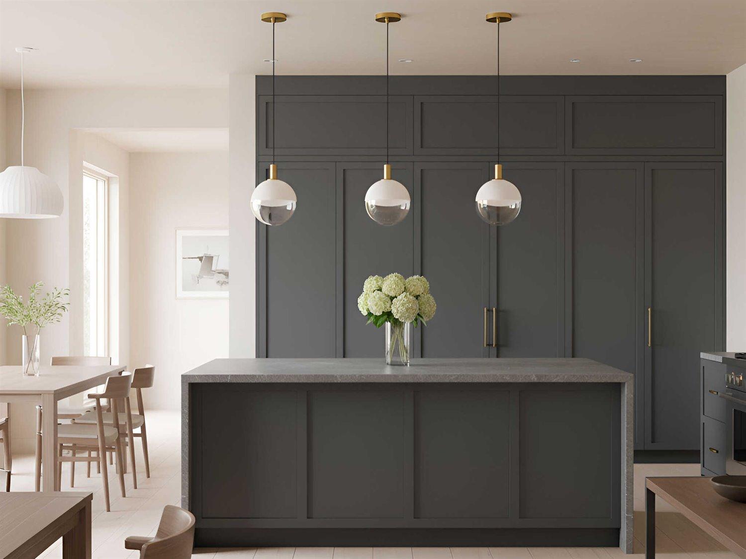 Visual Comfort Studio Torian 1-Light Burnished Brass Globe Mini Pendant