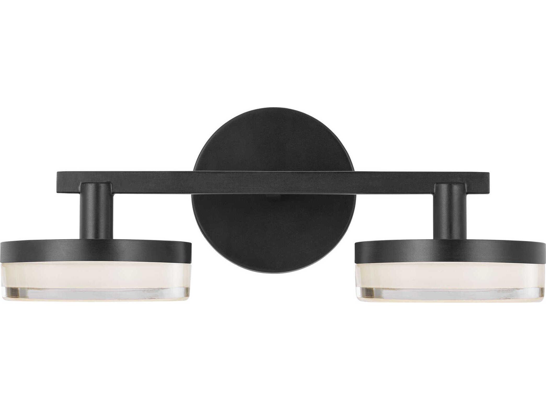 Visual Comfort Studio Khan 2-Light Aged Iron Black Vanity Light