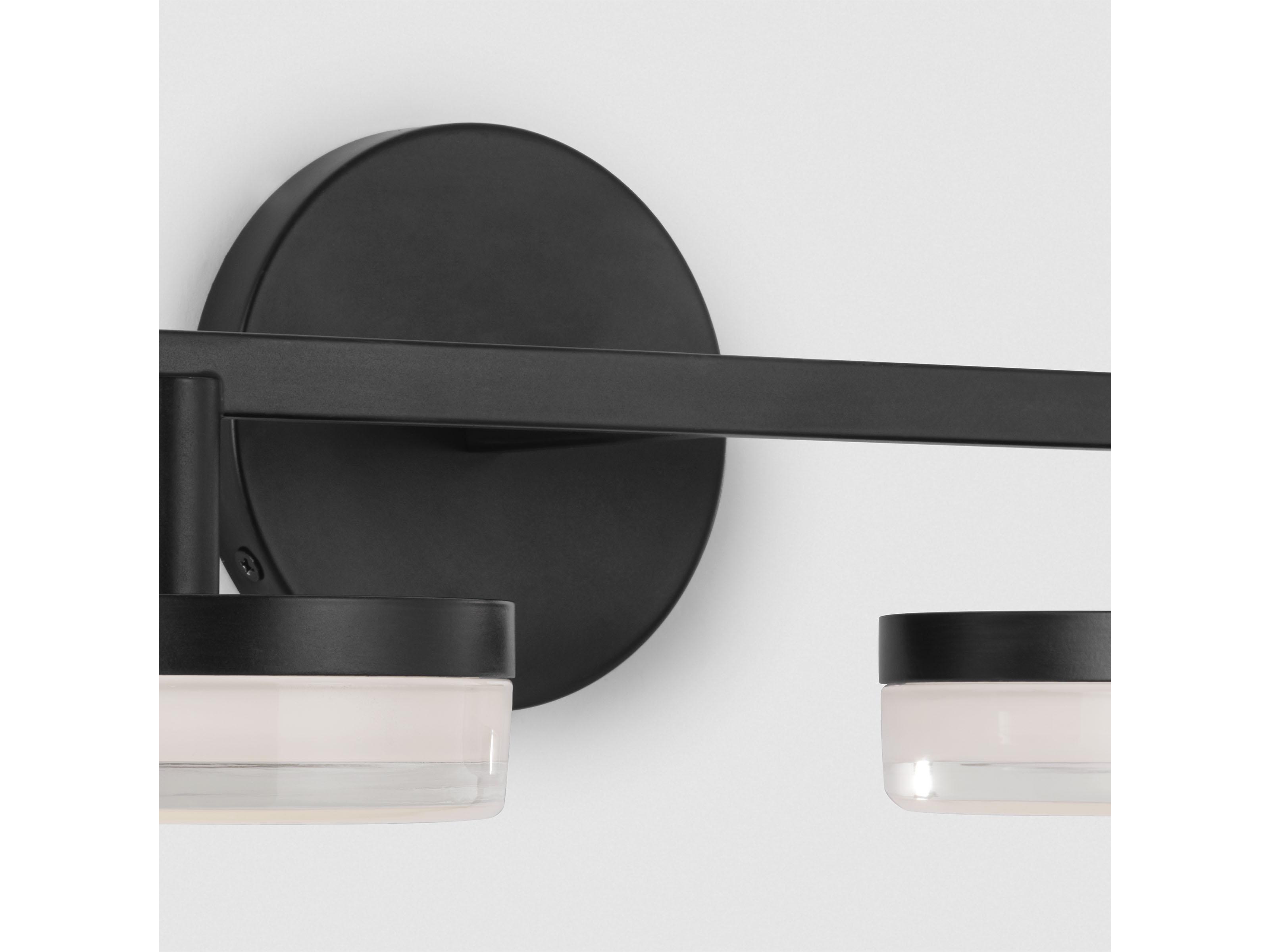 Visual Comfort Studio Khan 2-Light Aged Iron Black Vanity Light