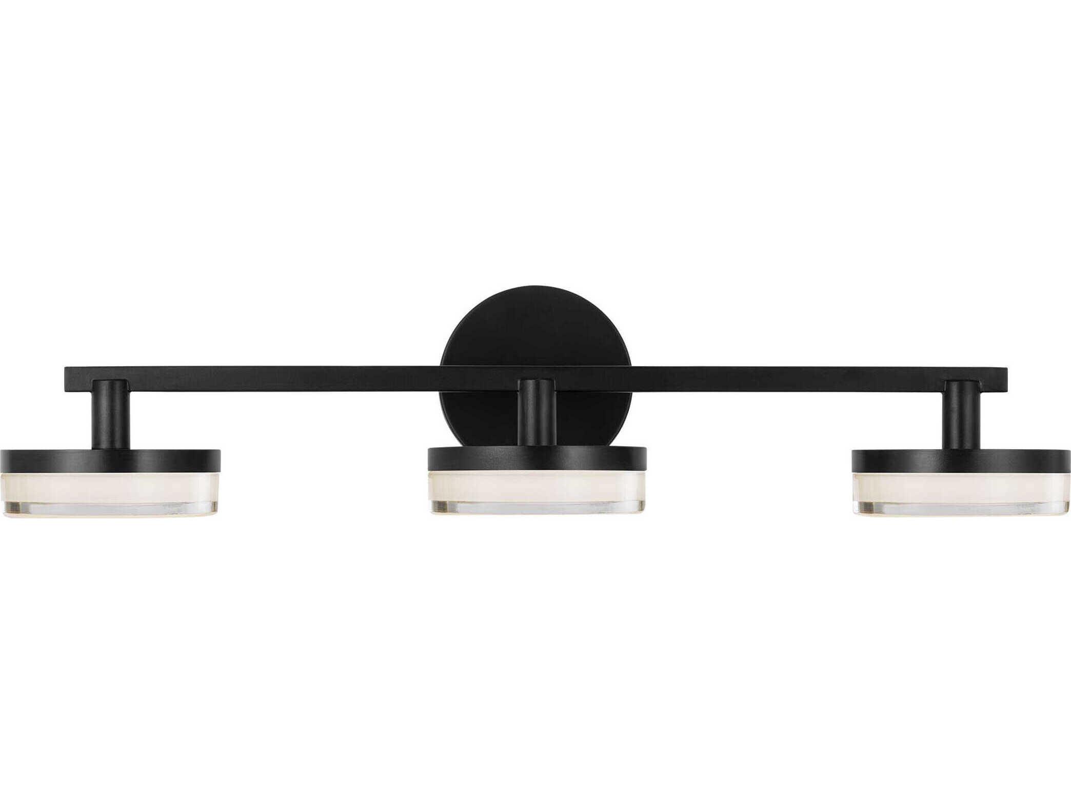 Visual Comfort Studio Khan 3-Light Aged Iron Black Vanity Light