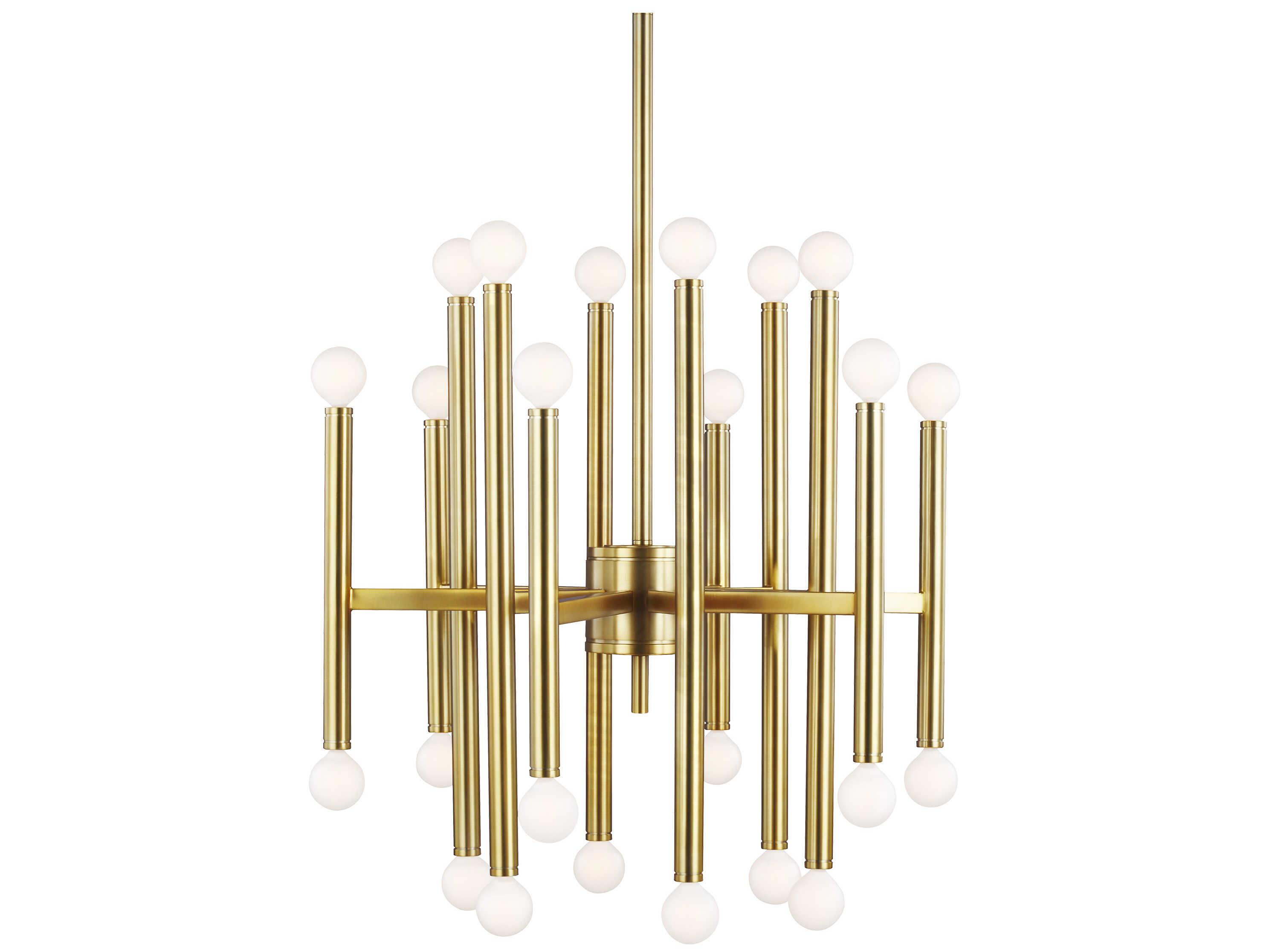 Visual Comfort Studio Beckham Modern 24-Light Burnished Brass Cylinder Chandelier