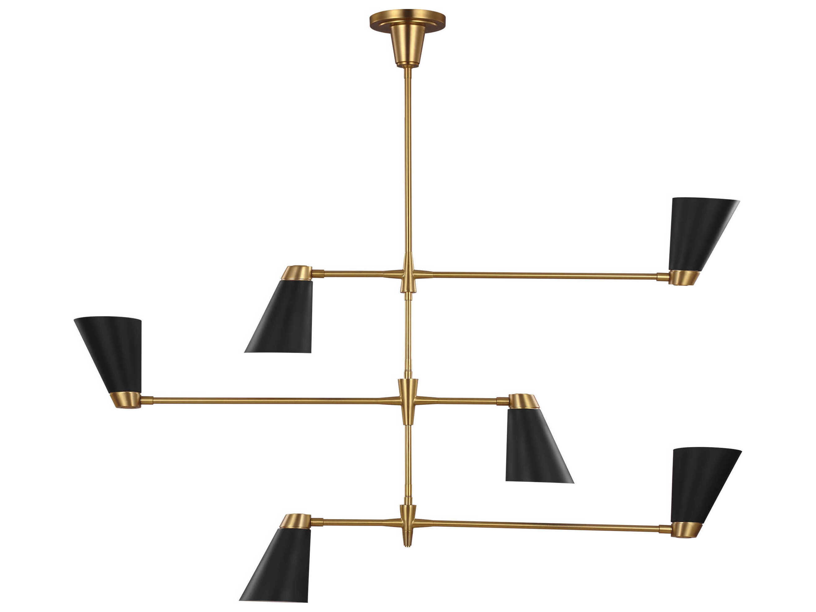 Visual Comfort Studio Signoret 6-Light Burnished Brass Tiered Chandelier