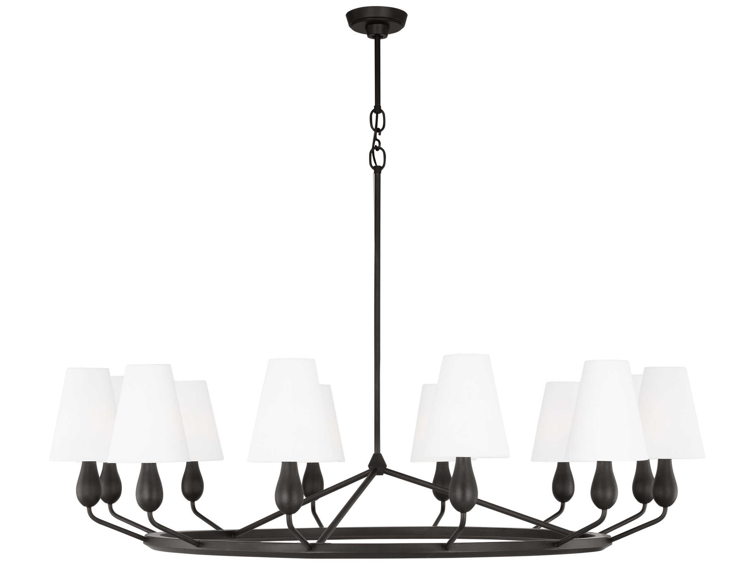 Visual Comfort Studio Ziba 12-Light Aged Iron Black Chandelier