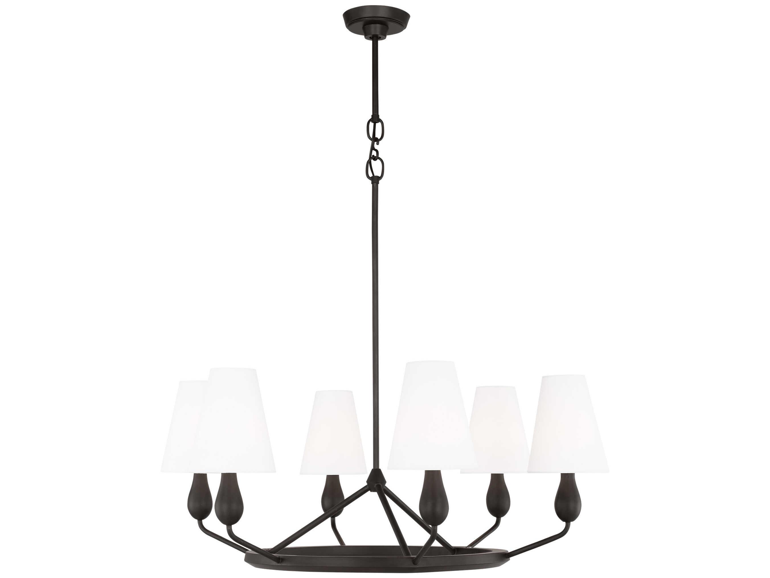 Visual Comfort Studio Ziba 6-Light Aged Iron Black Chandelier