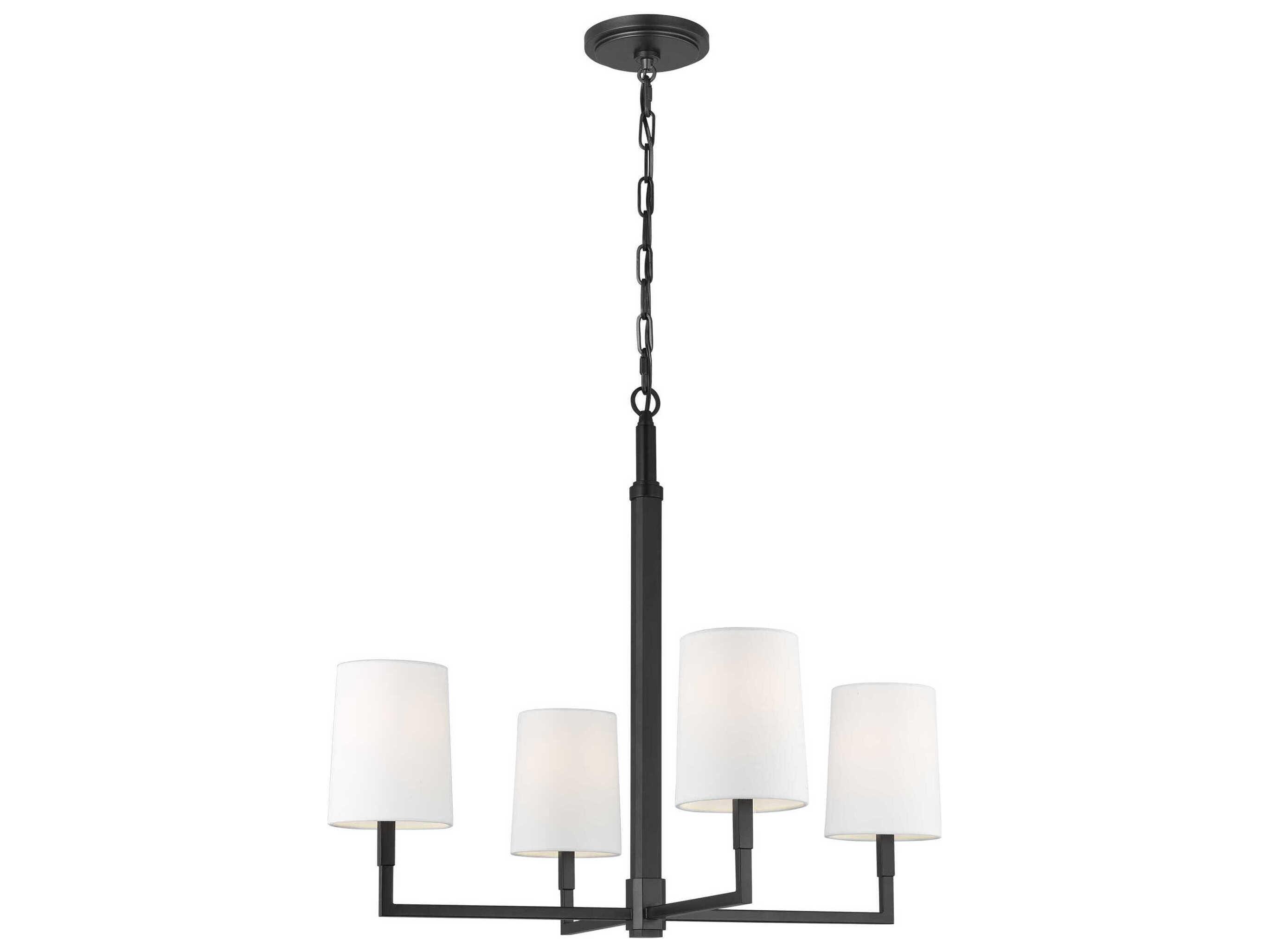 Visual Comfort Studio Danica 4-Light Aged Iron Black Candelabra Cylinder Chandelier