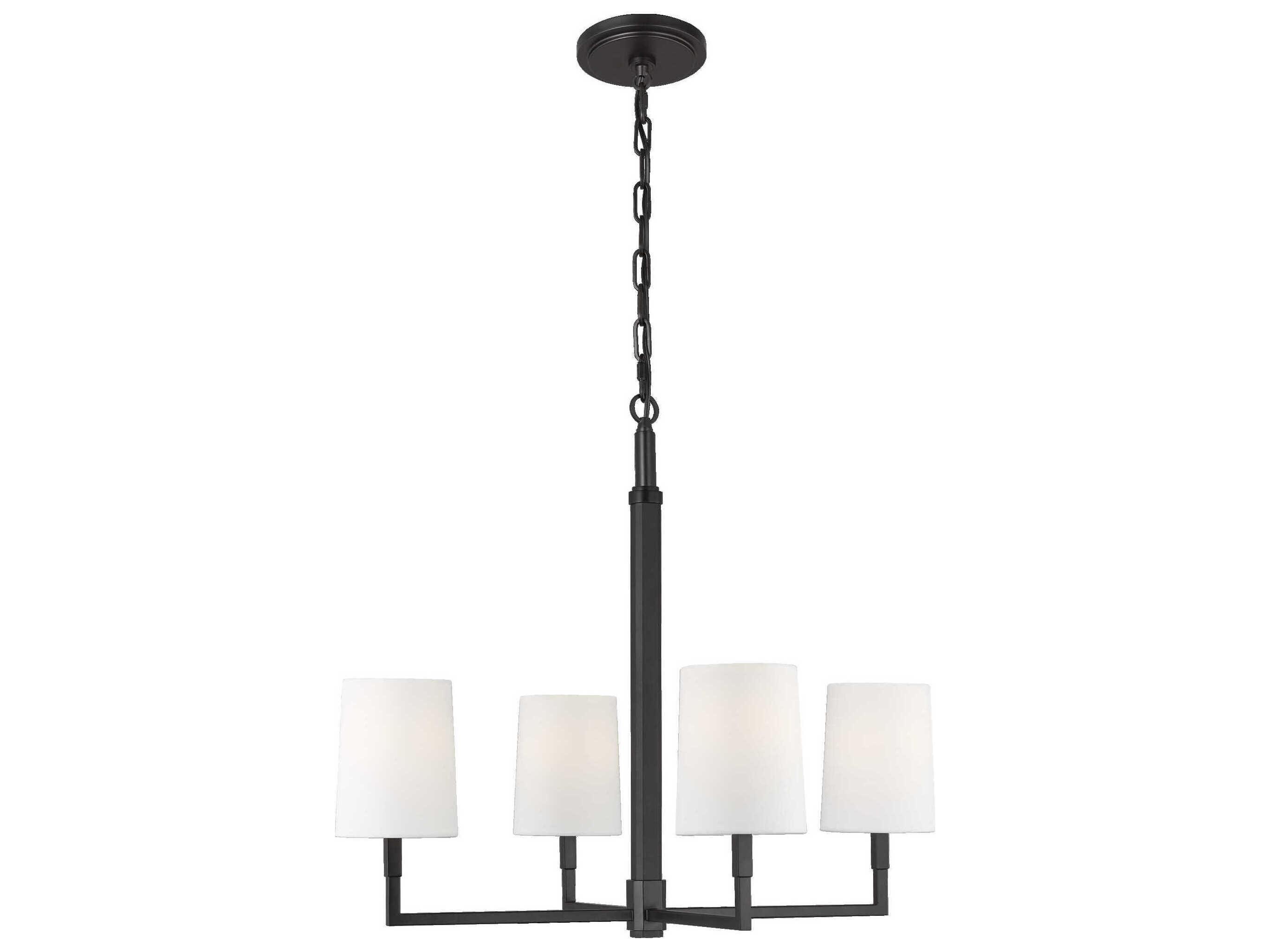 Visual Comfort Studio Danica 4-Light Aged Iron Black Candelabra Cylinder Chandelier