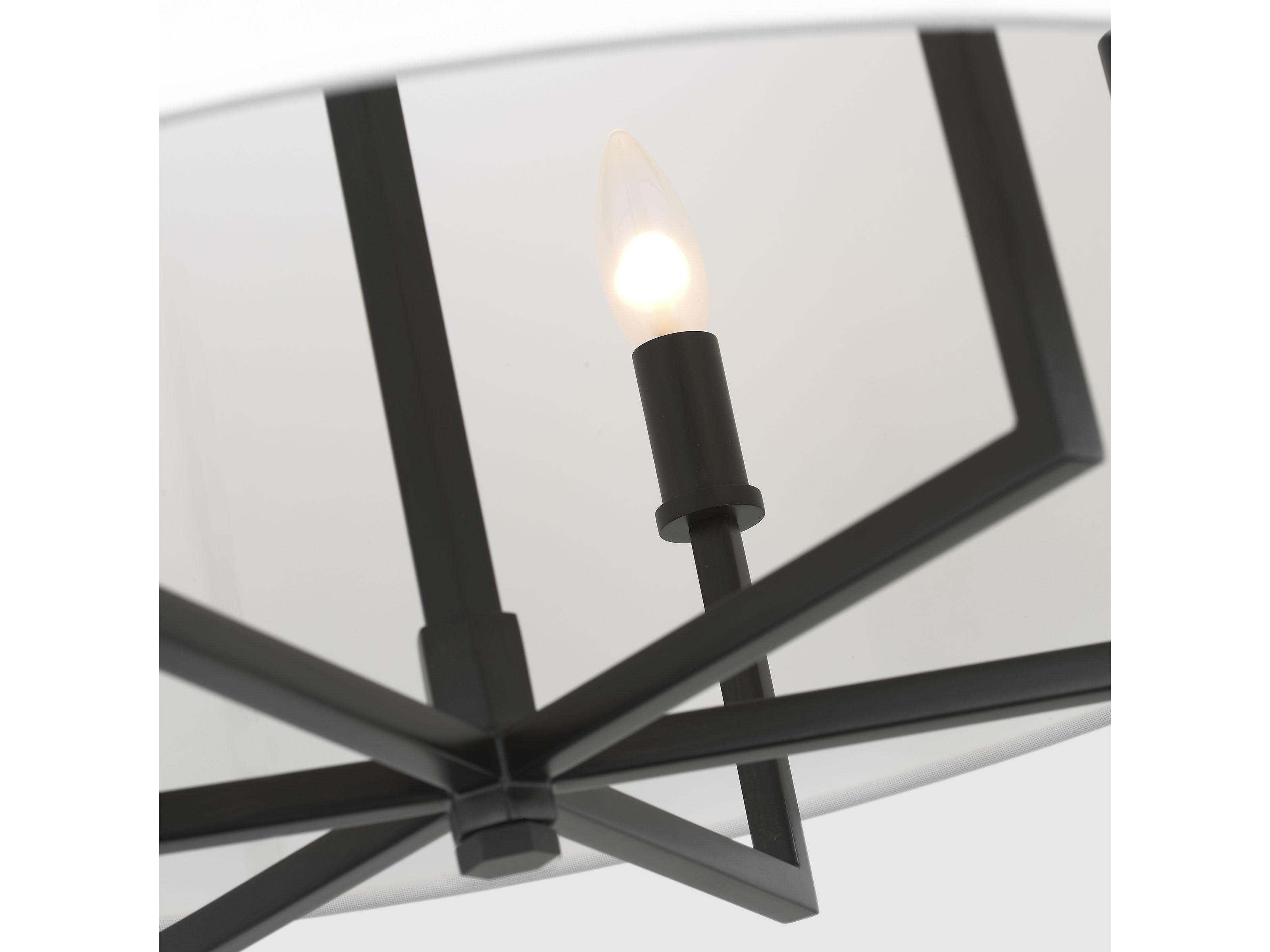 Visual Comfort Studio Danica 6-Light Aged Iron Black Candelabra Drum Chandelier