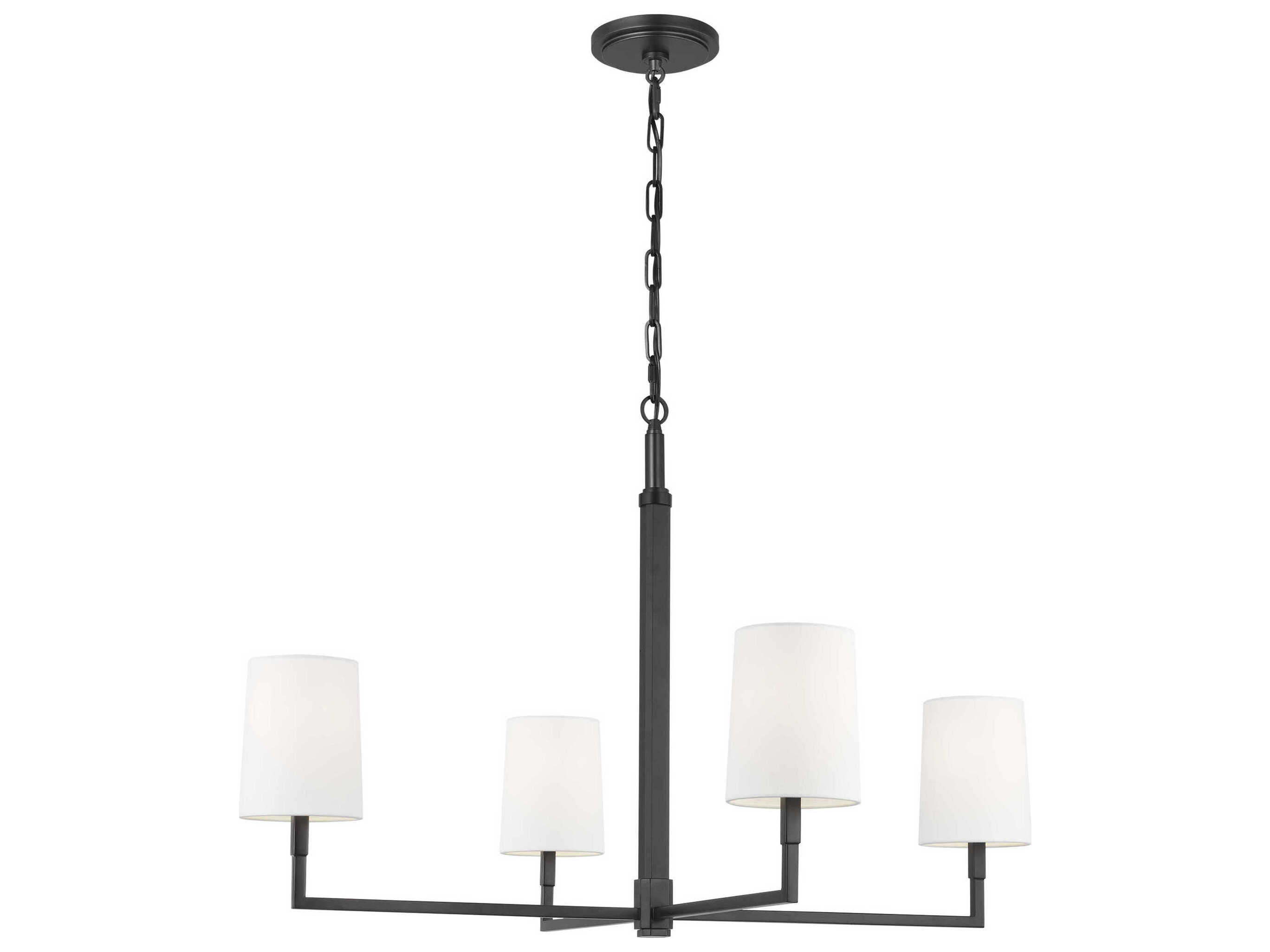 Visual Comfort Studio Danica 4-Light Aged Iron Black Candelabra Cylinder Chandelier