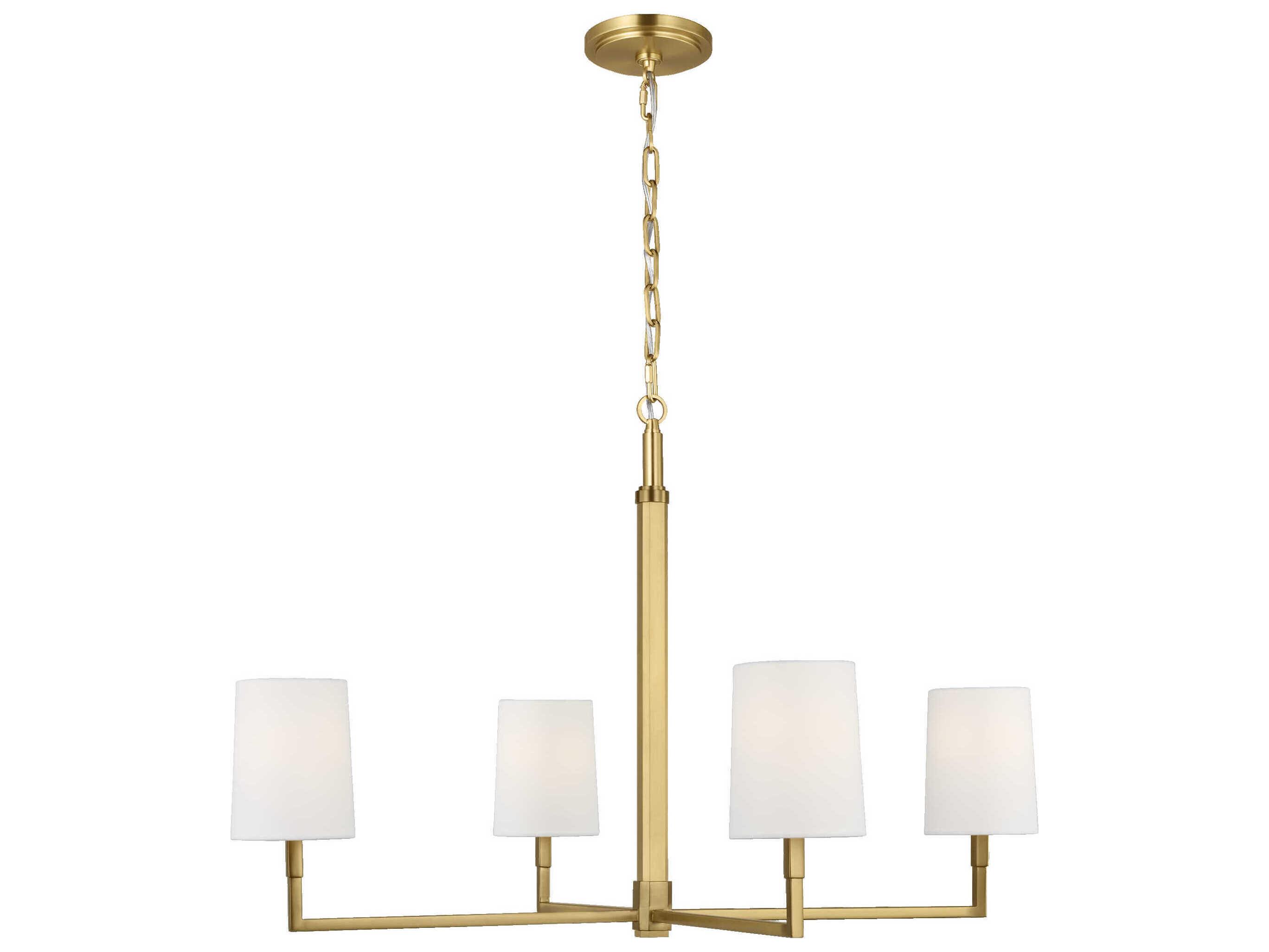 Visual Comfort Studio Danica 4-Light Burnished Brass Candelabra Cylinder Chandelier