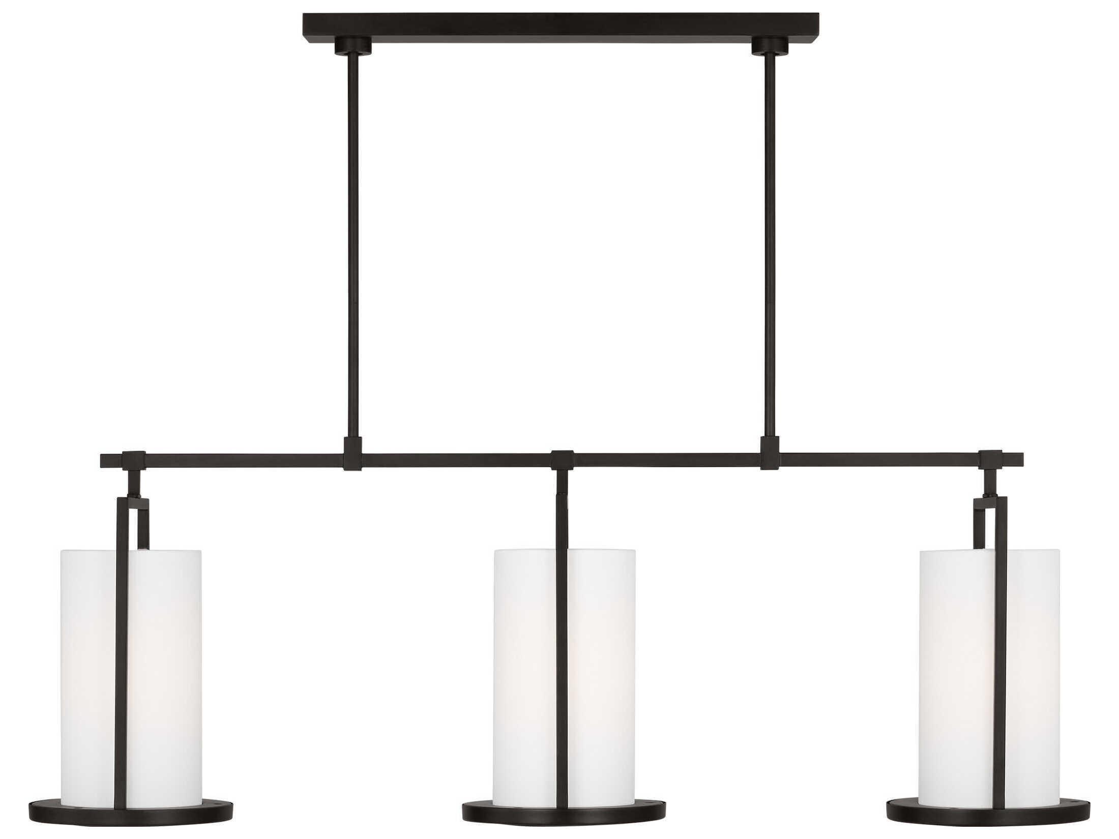 Visual Comfort Studio Sherwood 3-Light Aged Iron Black Cylinder Island Pendant