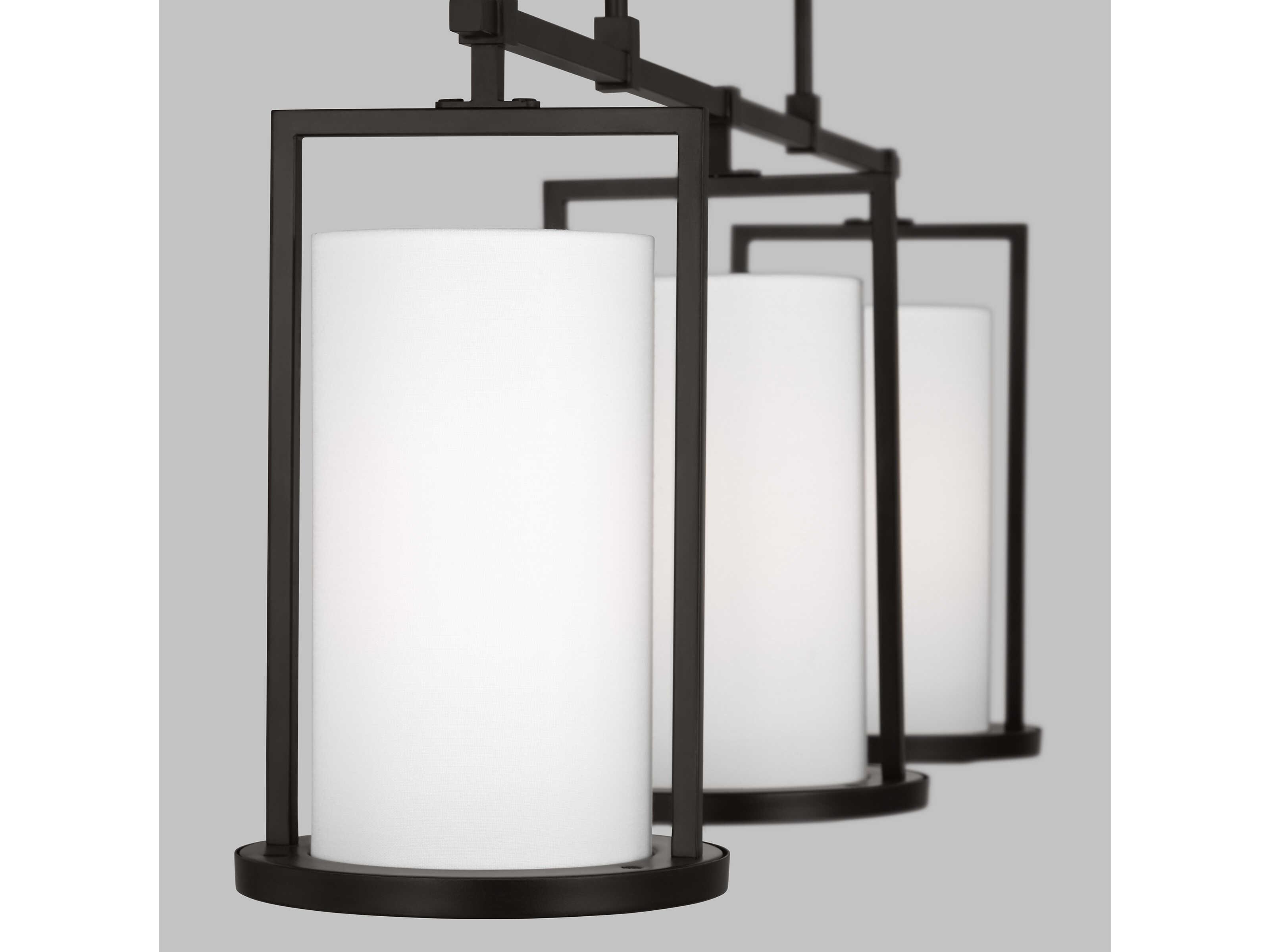 Visual Comfort Studio Sherwood 3-Light Aged Iron Black Cylinder Island Pendant