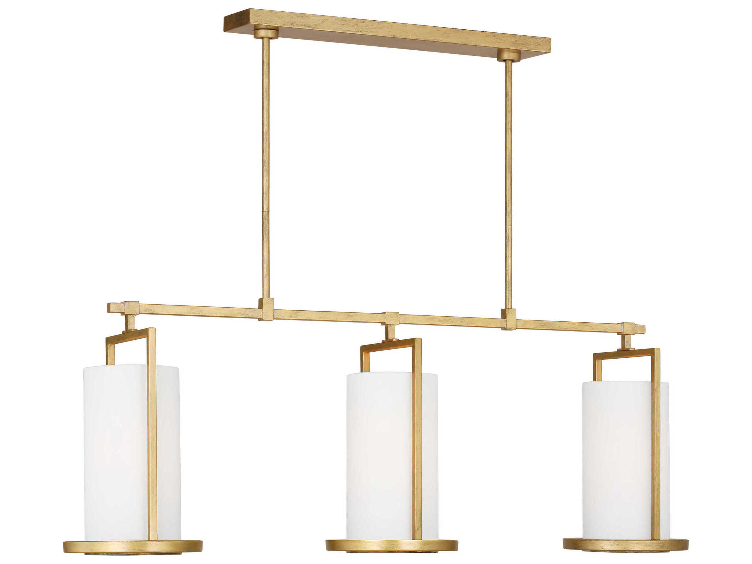 Visual Comfort Studio Sherwood 3-Light Coastal Gild Gold Cylinder Island Pendant