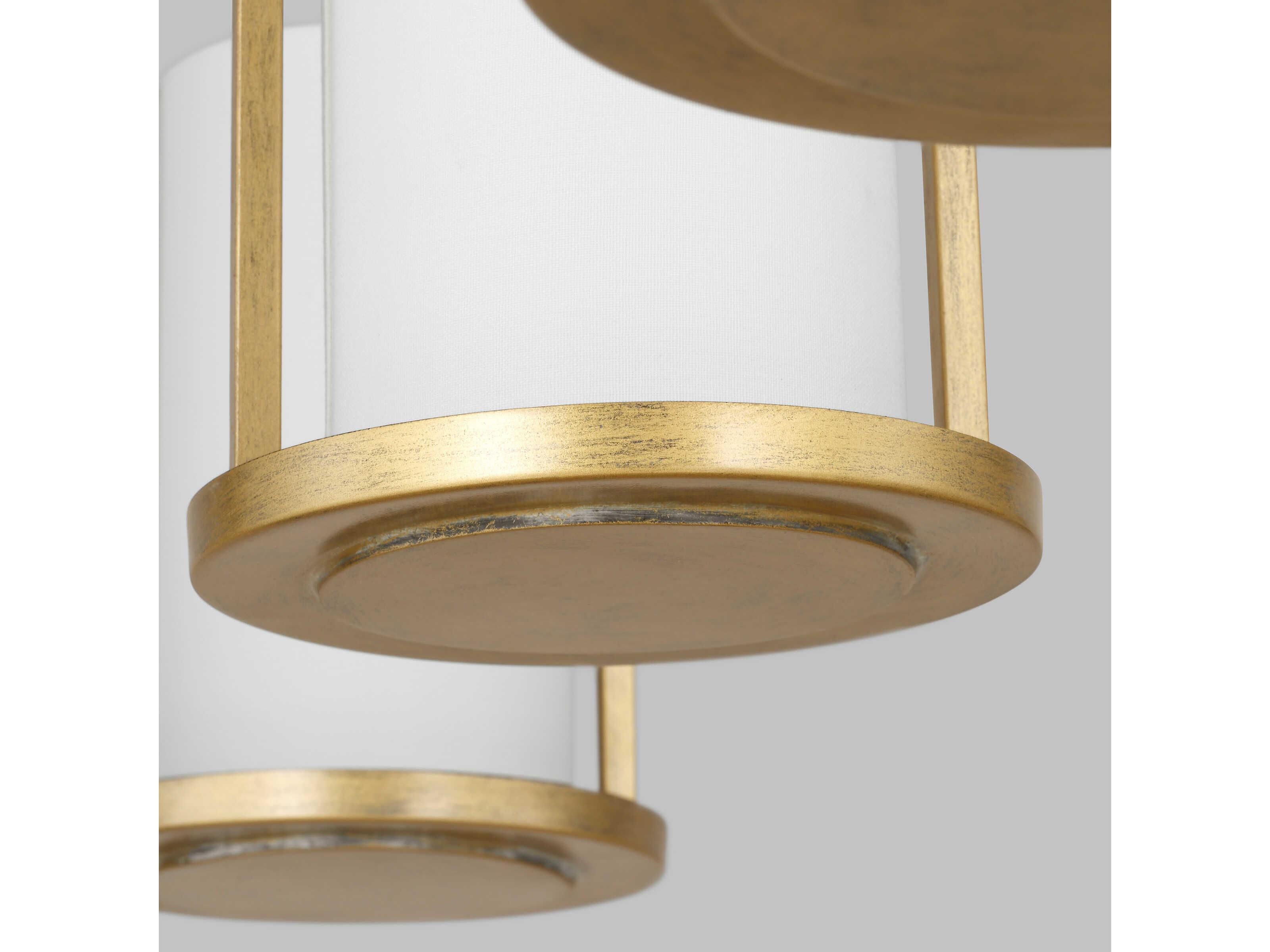 Visual Comfort Studio Sherwood 3-Light Coastal Gild Gold Cylinder Island Pendant